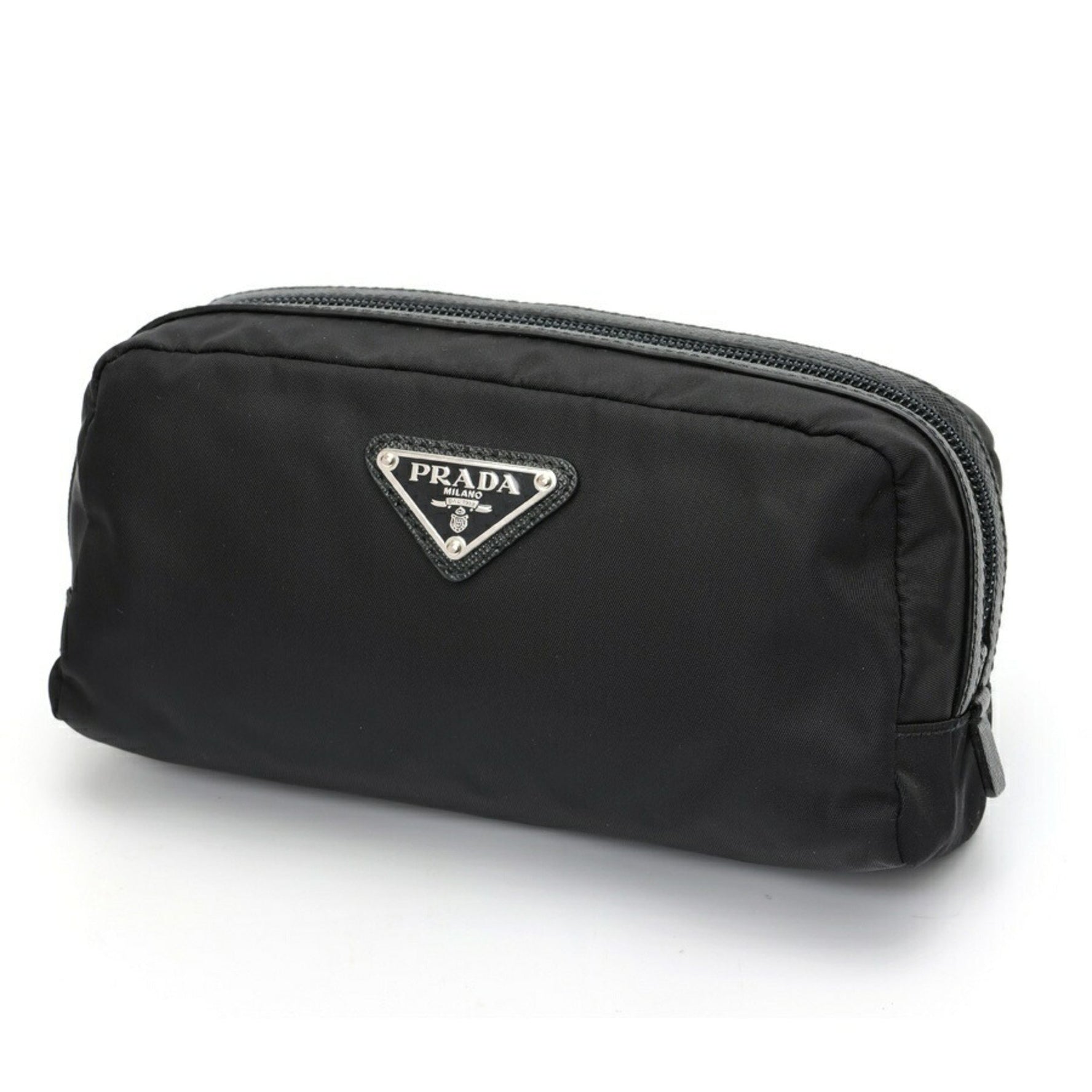 PRADA Re-Nylon Saffiano Leather Necessaire Pouch Travel 2NA045 Nylon Black (Nero) E-157561