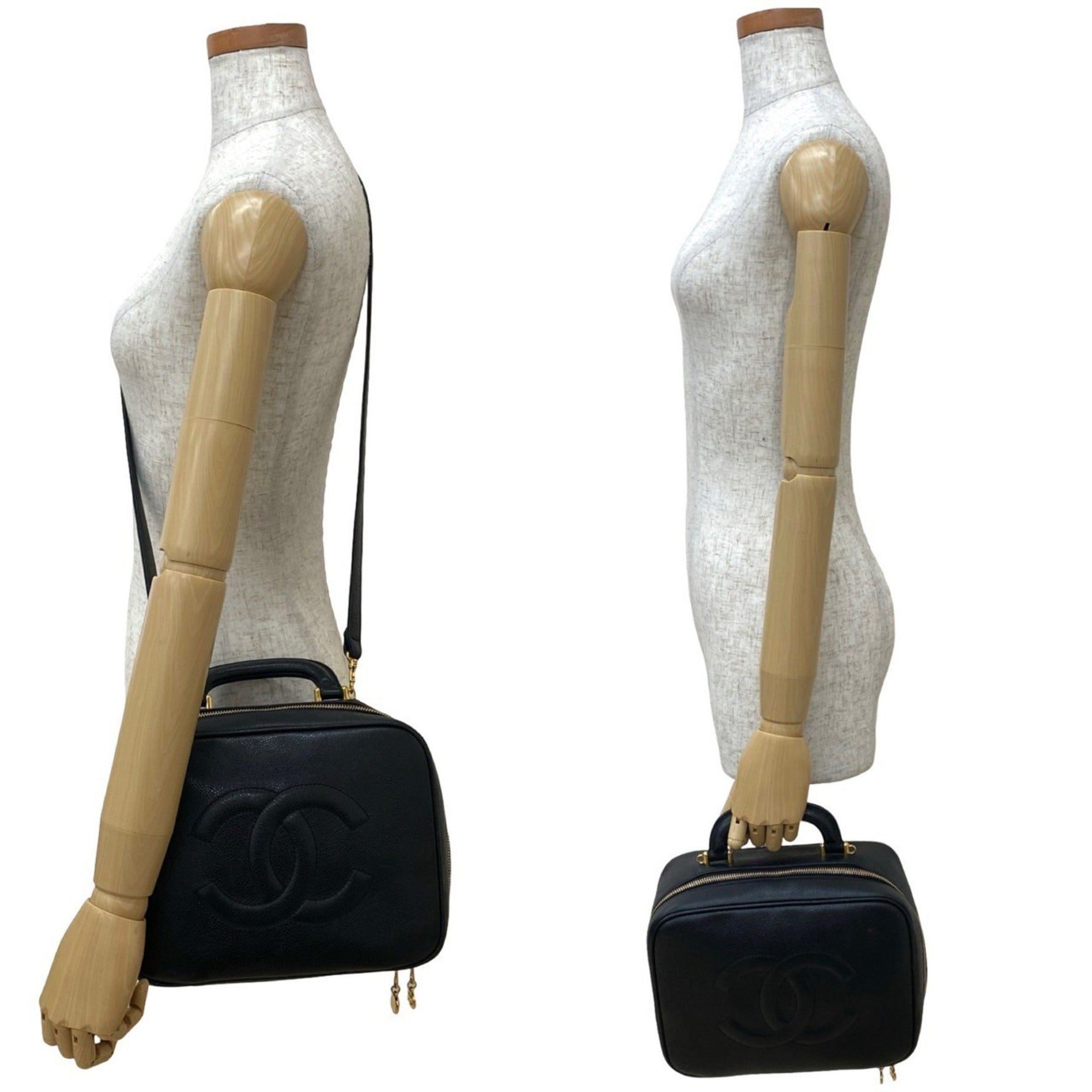 CHANEL Coco Mark Caviar Skin Vanity Handbag/Shoulder Bag