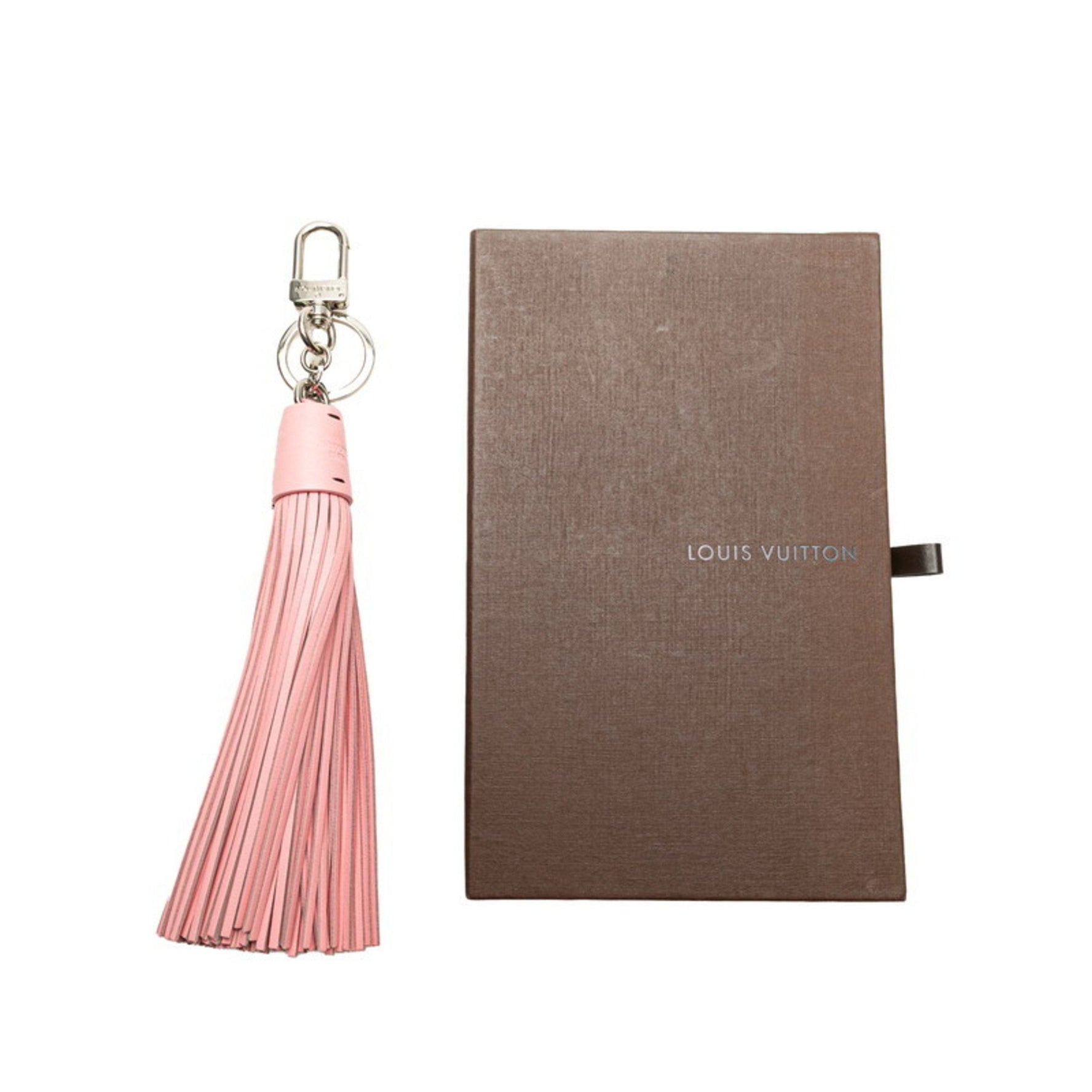 Louis Vuitton Tassel Bag Charm Keychain MP1770 Pink Silver Leather Metal Women's LOUIS VUITTON