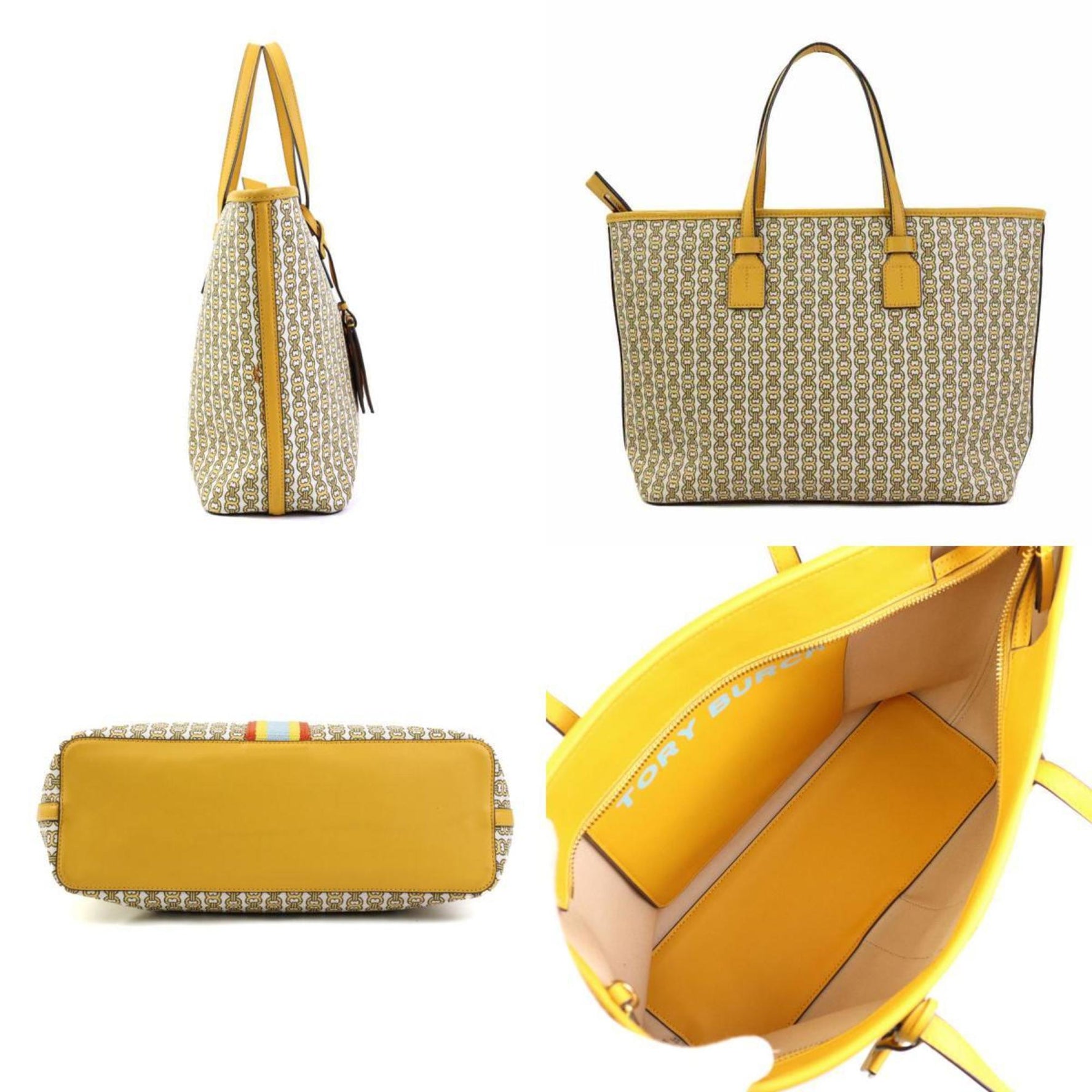 Tory Burch handbag shoulder bag coated canvas leather yellow women's h30586i