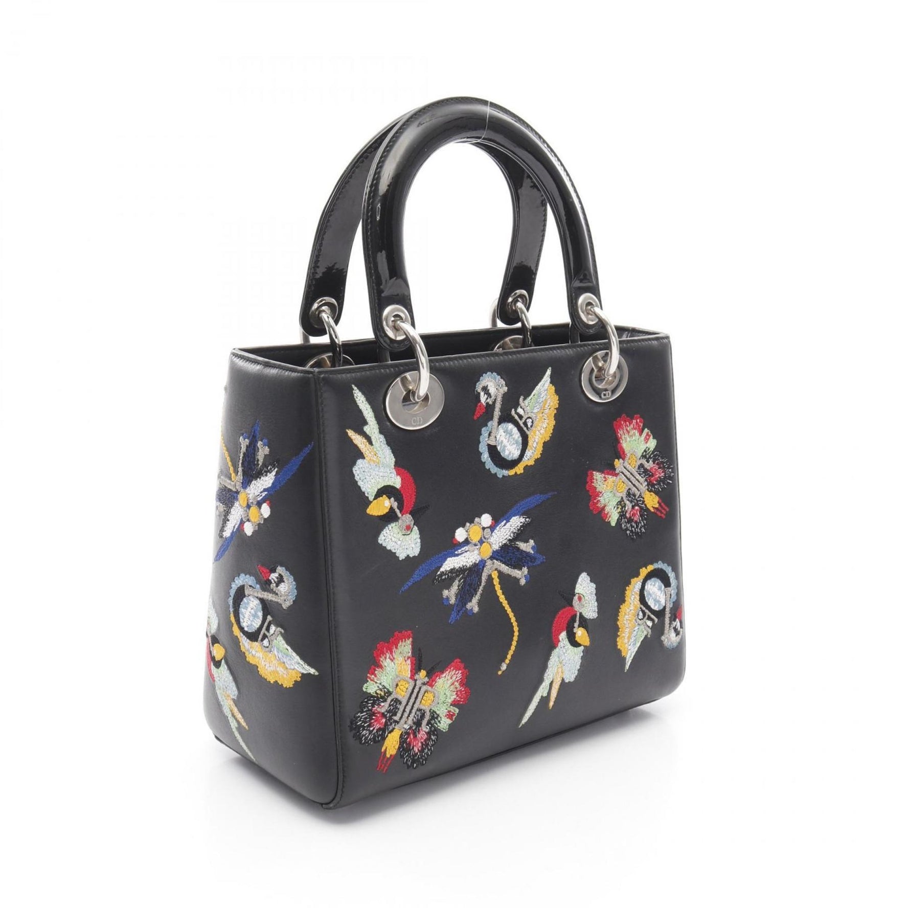 Christian Dior Dior Lady handbag in calfskin leather with enamel, black