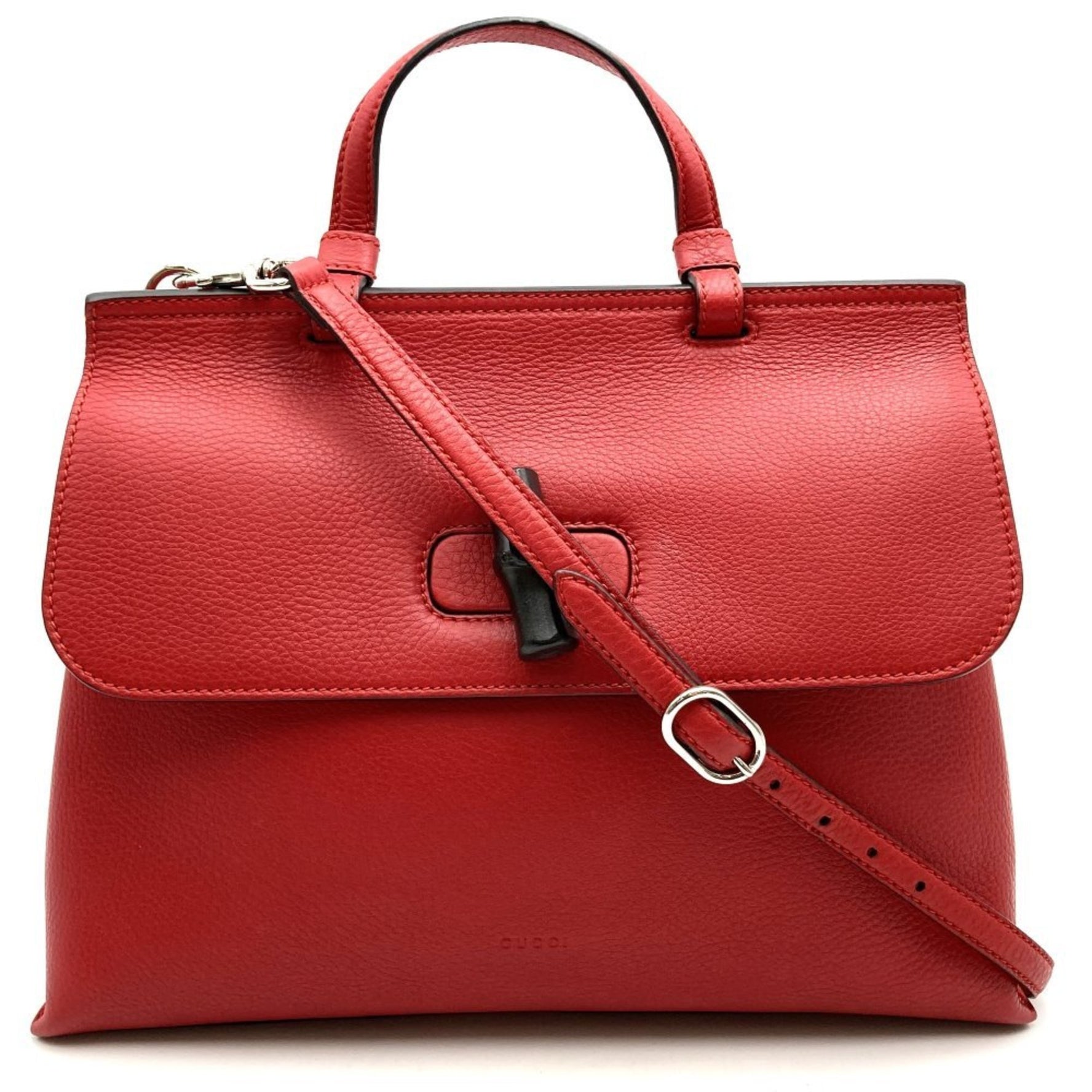 GUCCI Handbag Shoulder Bag 2way Bamboo Red Leather Women's