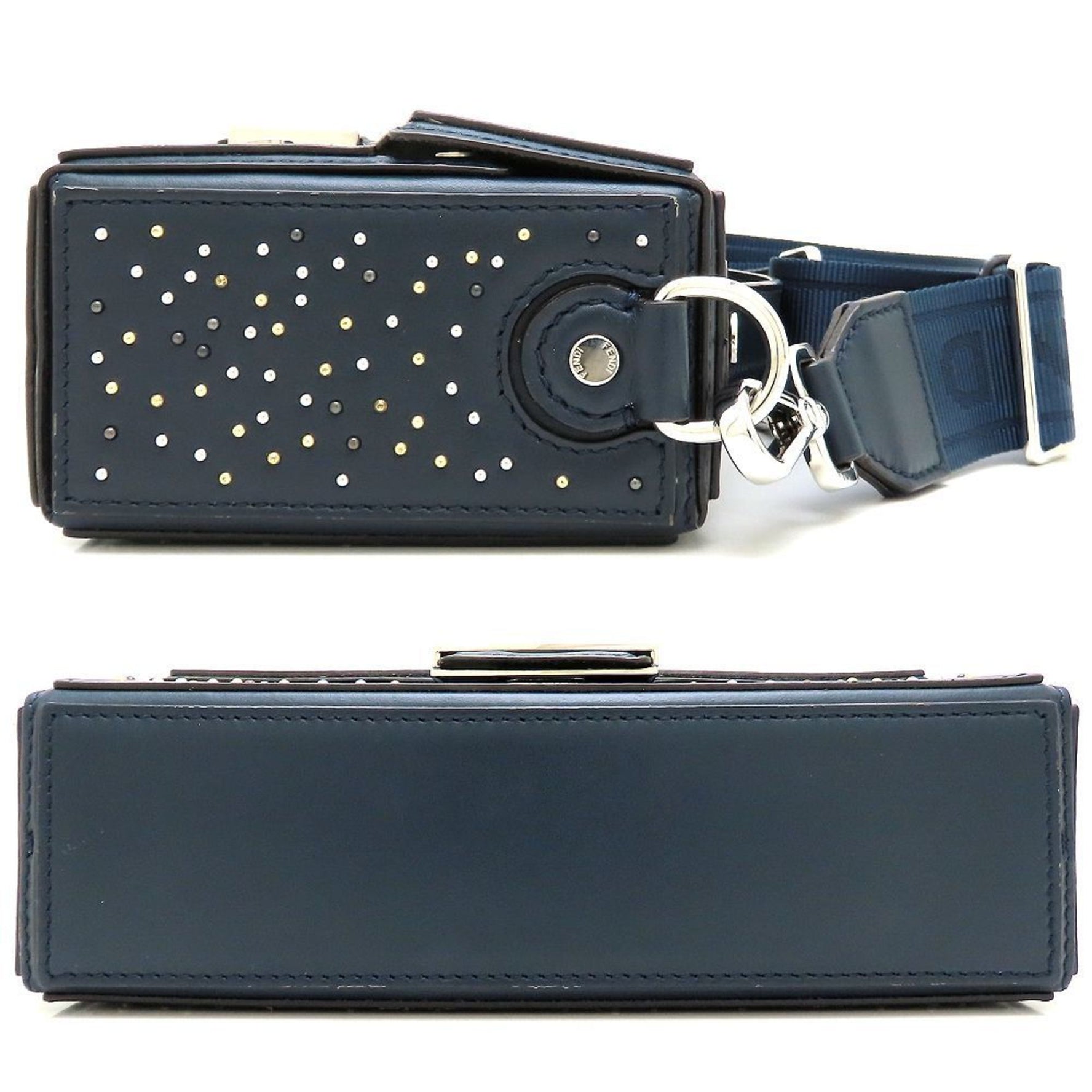 FENDI Baguette Soft Trunk Shoulder Bag Studs Leather