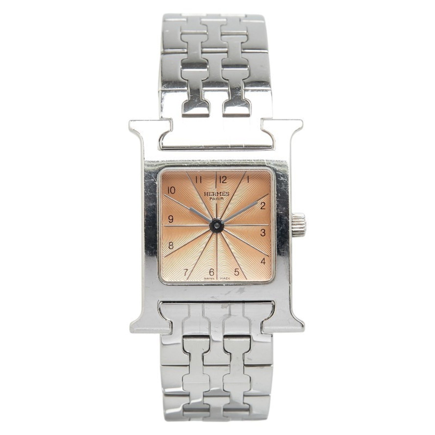 Hermès H Watch Quartz Orange Dial Stainless Steel