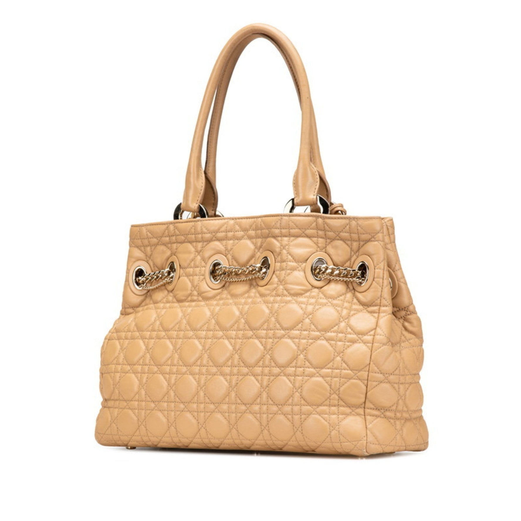 Christian Dior Dior Cannage Lady handbag tote bag in brown and beige lambskin .