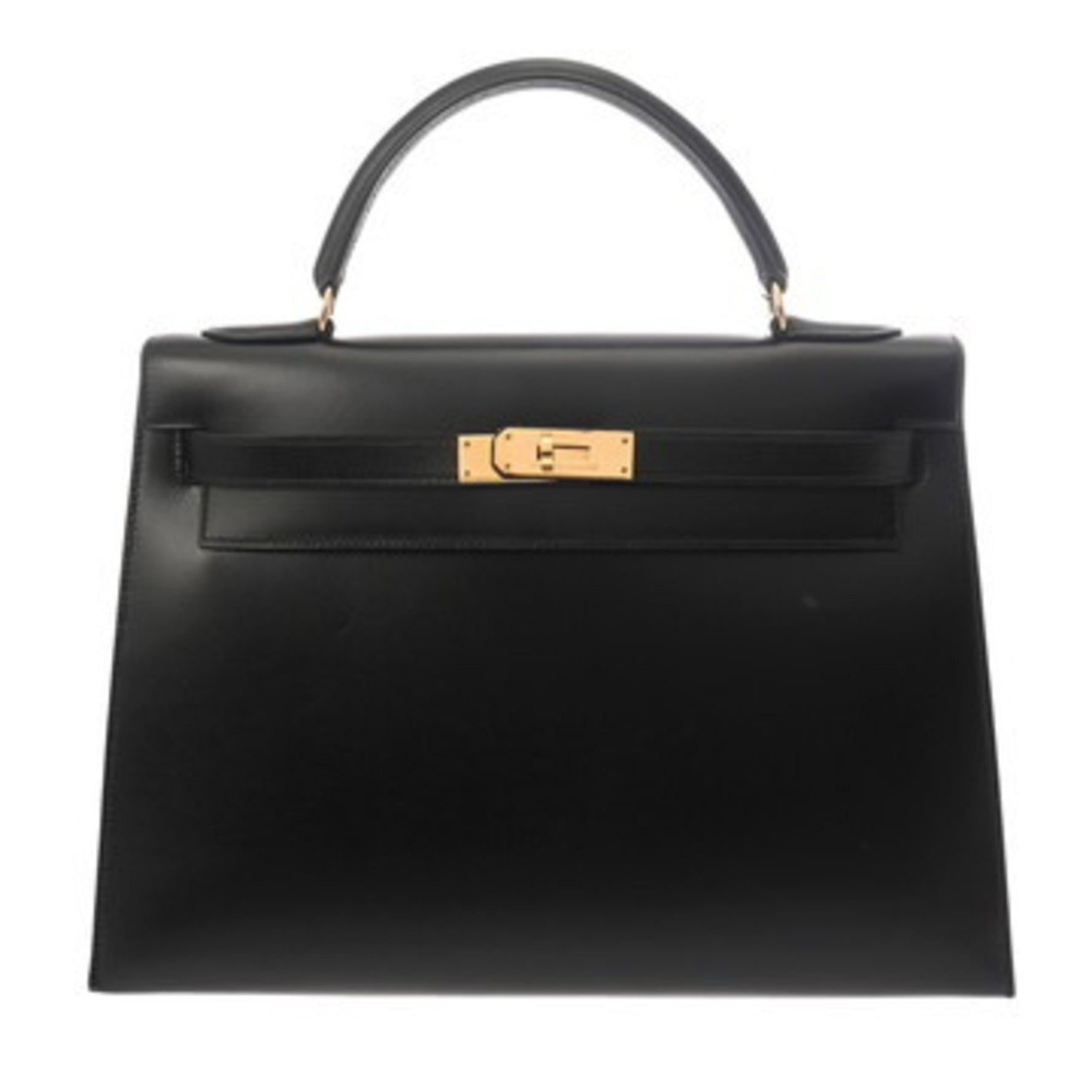 HERMES Kelly 32, Black, Box Calf Leather, with V Stamp (circa 1992), Women's, 2-Way Bag