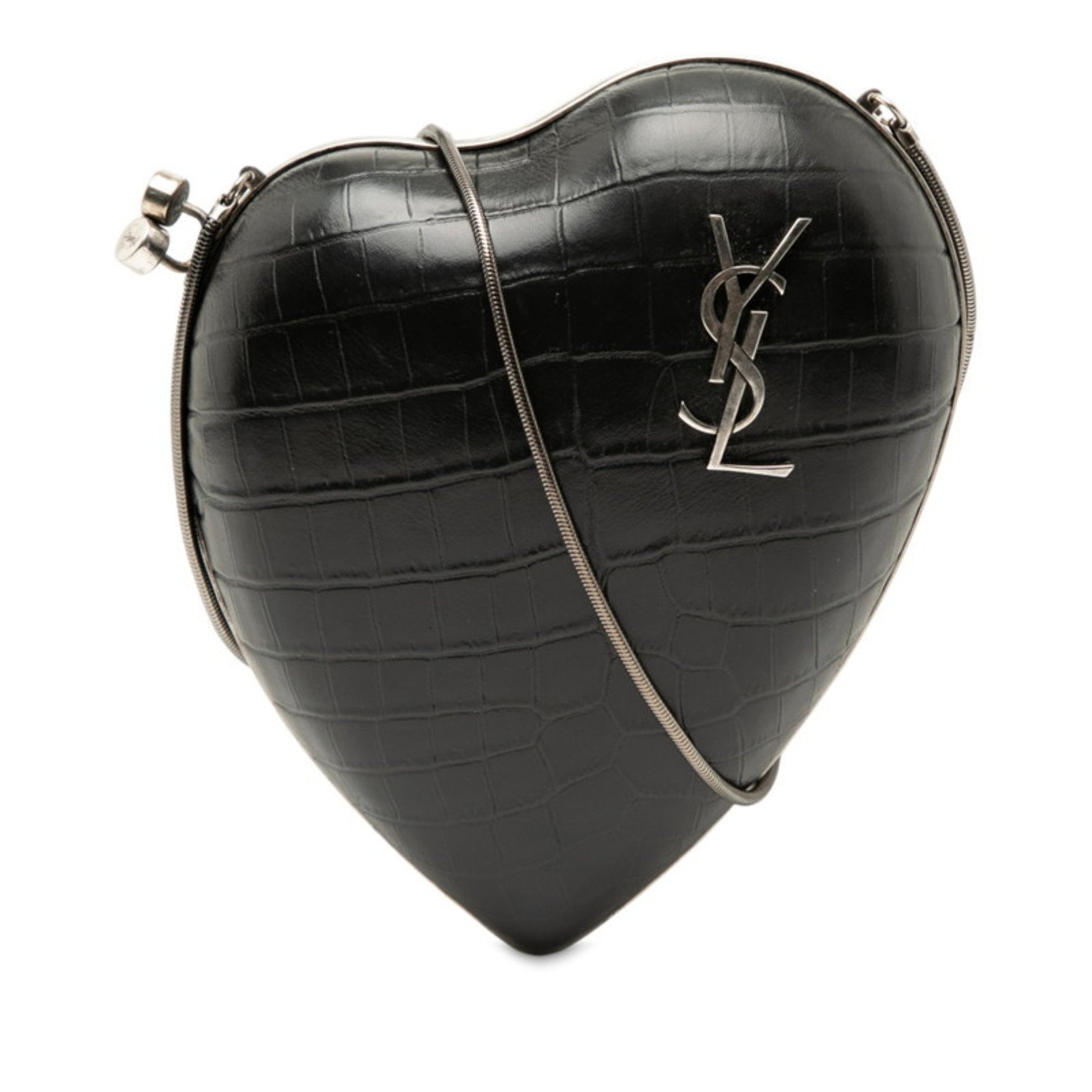Saint Laurent YSL Logo Heart-Shaped Crocodile Embossed Love Box Shoulder Bag Leather SAINT LAURENT