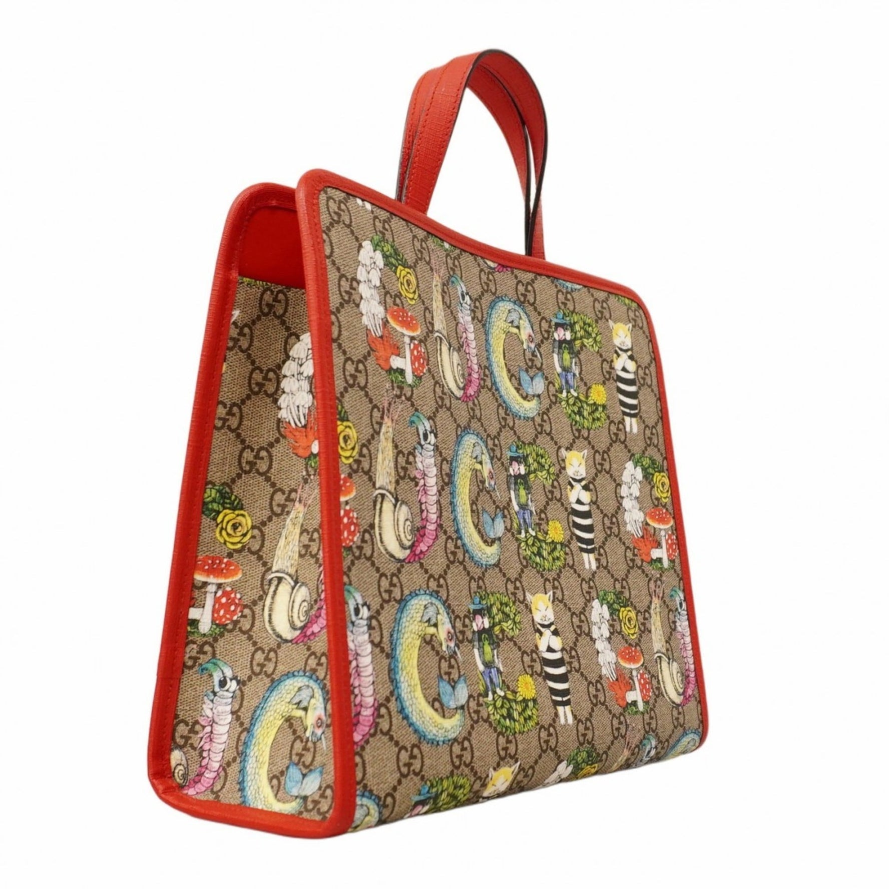 Gucci GG Supreme handbag in collaboration with Yuko Higuchi, model number beige and red, bag