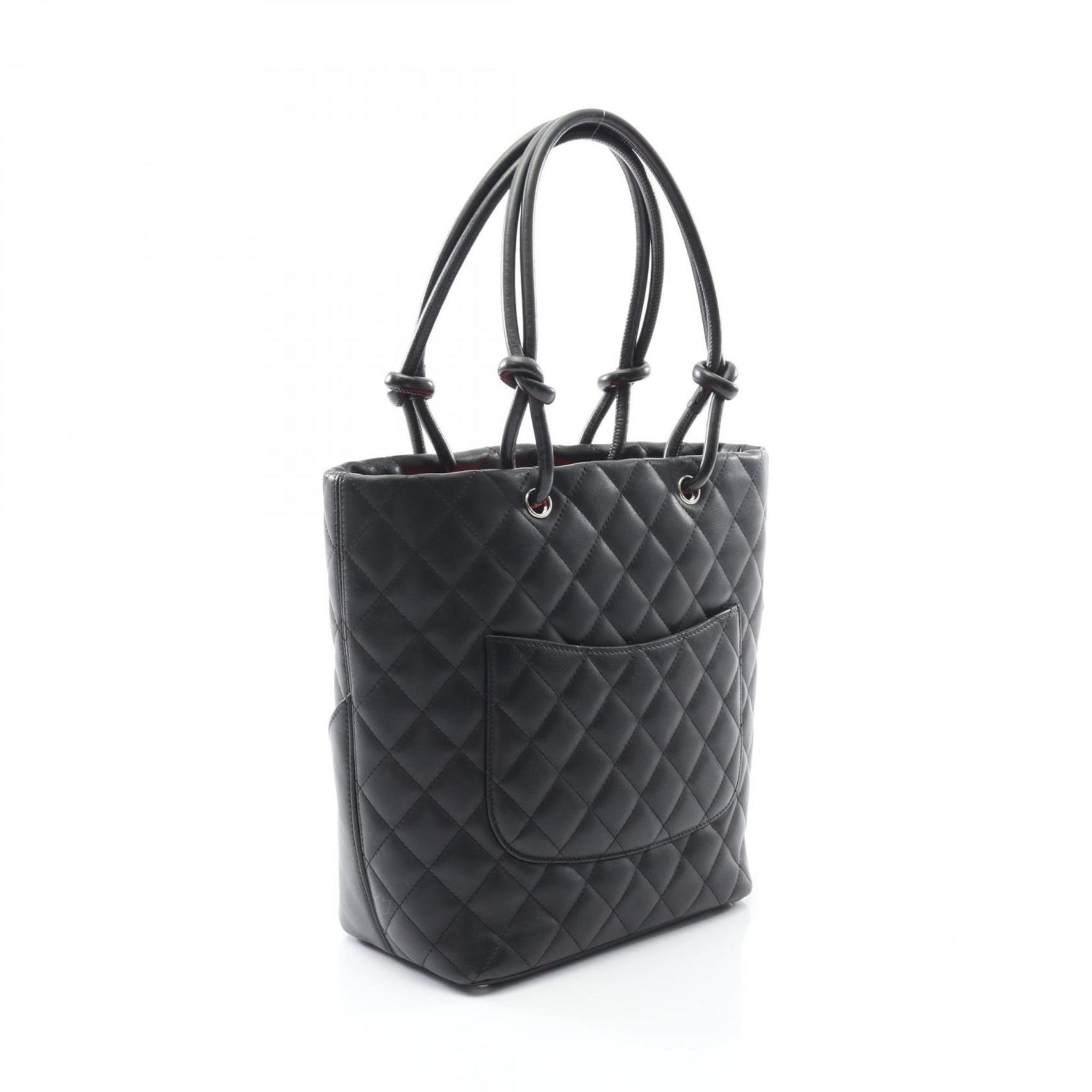 CHANEL Cambon Medium Tote Bag, Leather, Black and White