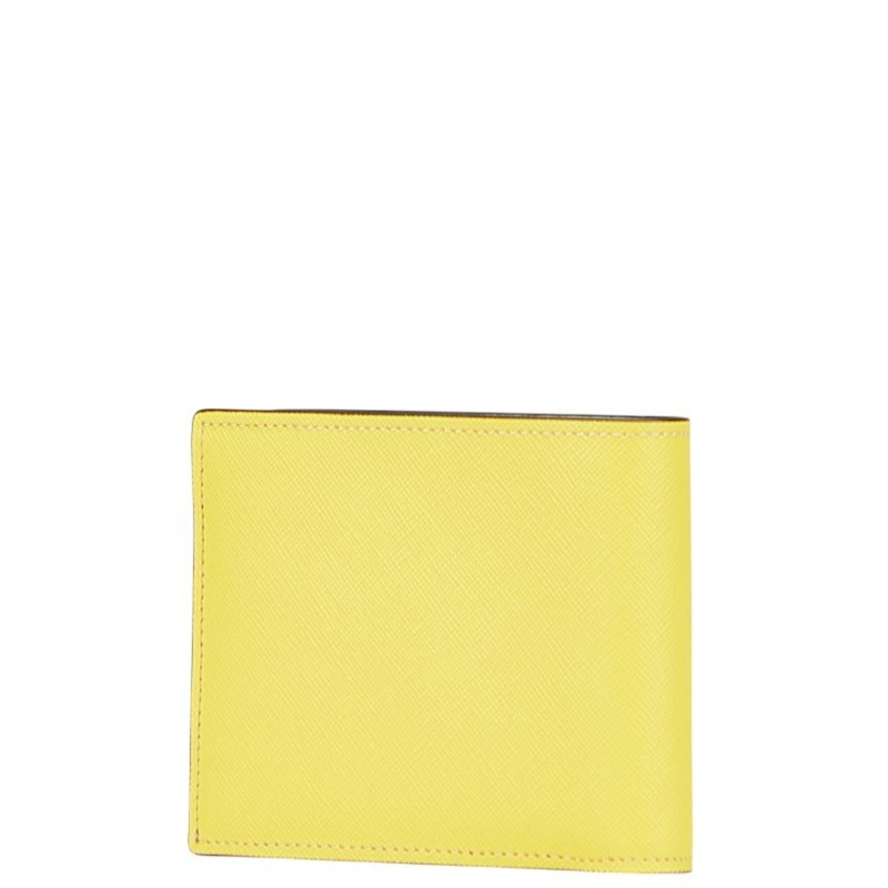 Marni Bicolor Bifold Wallet Beige Yellow Leather