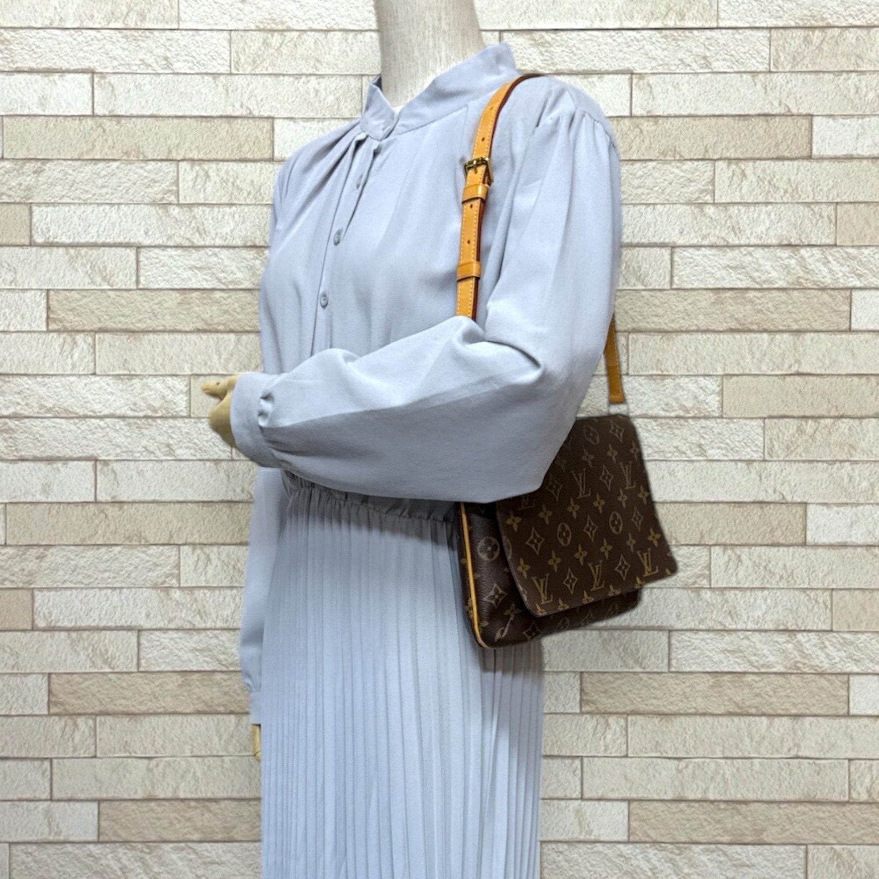 Louis Vuitton Musette Tango Short Monogram Shoulder Bag Canvas M51257 Brown Women's LOUIS VUITTON