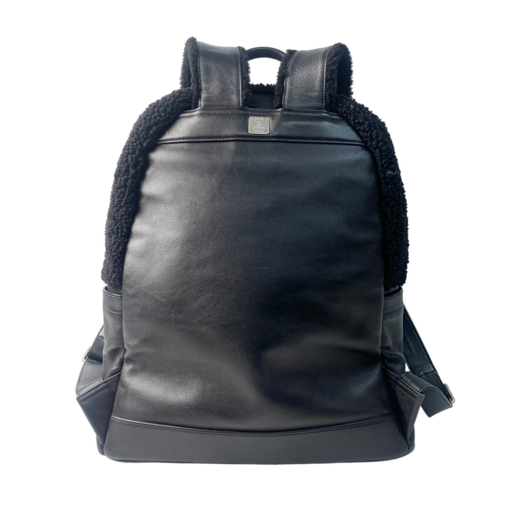 MCM Logo Backpack in Shearling Leather