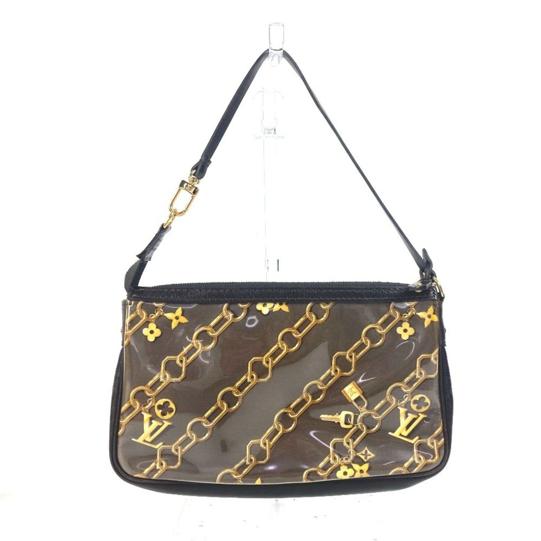 Louis Vuitton Monogram Charm Pochette Accessory Shoulder Bag Chain Pattern Pouch Vinyl Leather