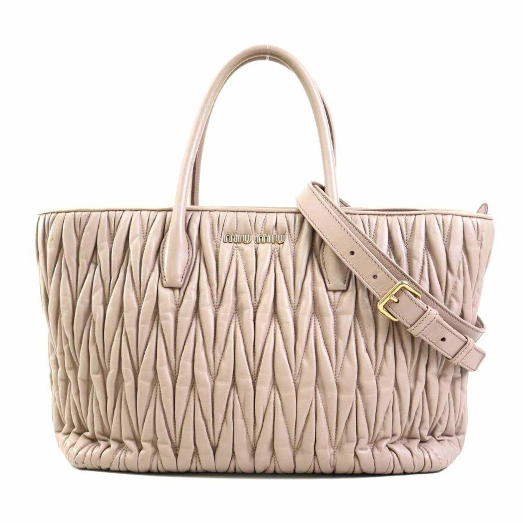 Miu Miu Miu handbag shoulder bag leather pink beige ladies