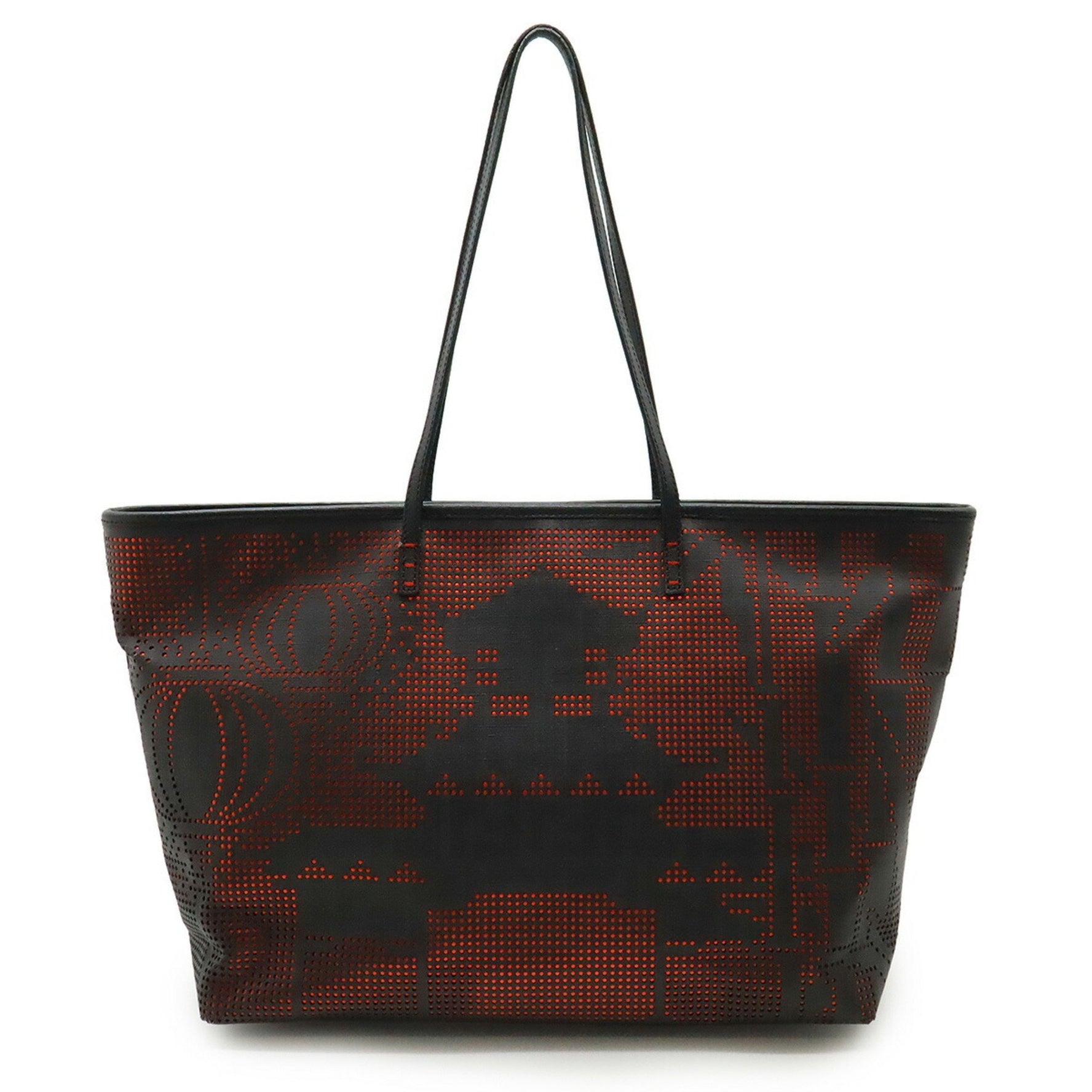FENDI Roll Bag, Dotted Zucca Print Tote Shoulder PVC, Black and Red