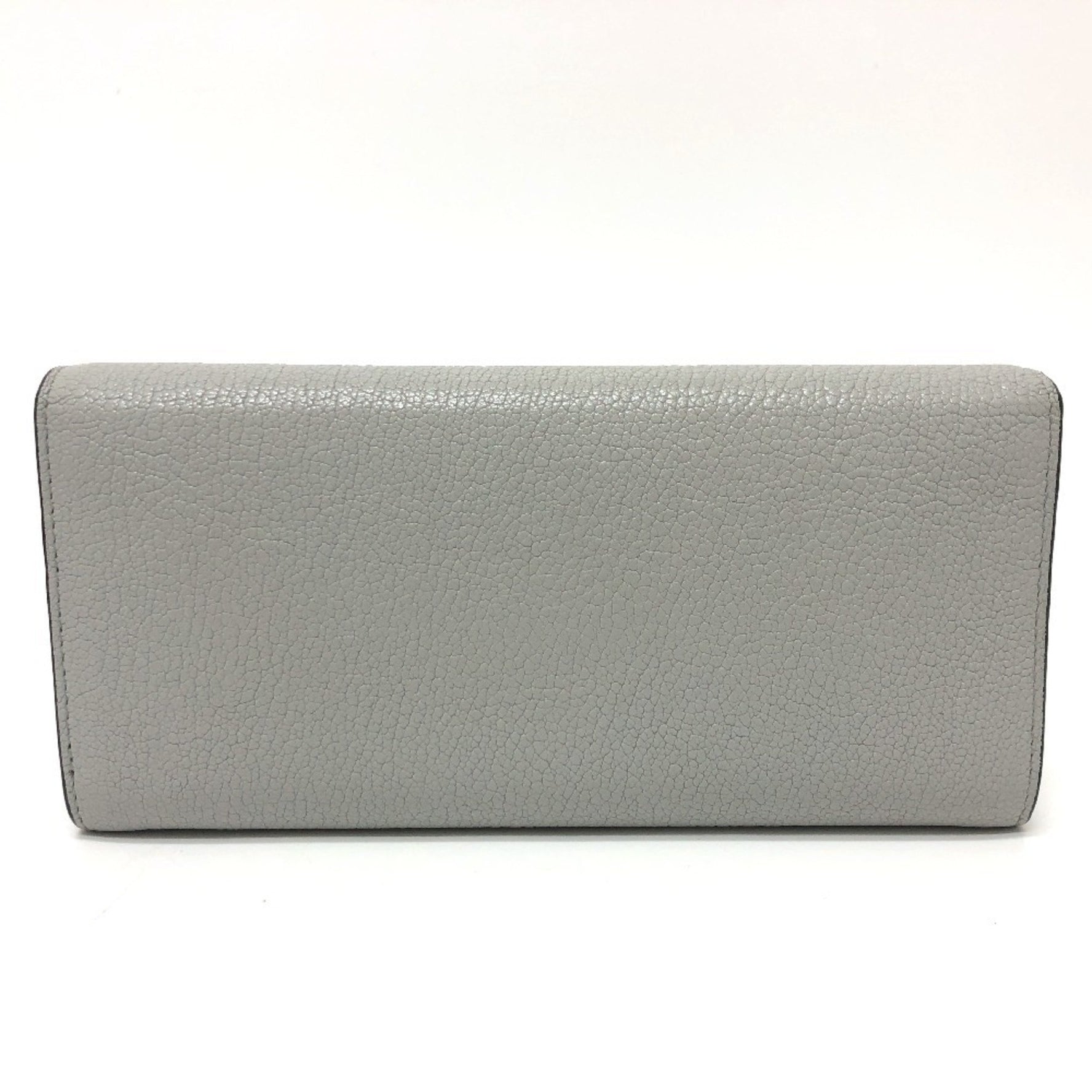 Miu Miu MIUMIU Logo Wallet, Bifold Long Leather Gray