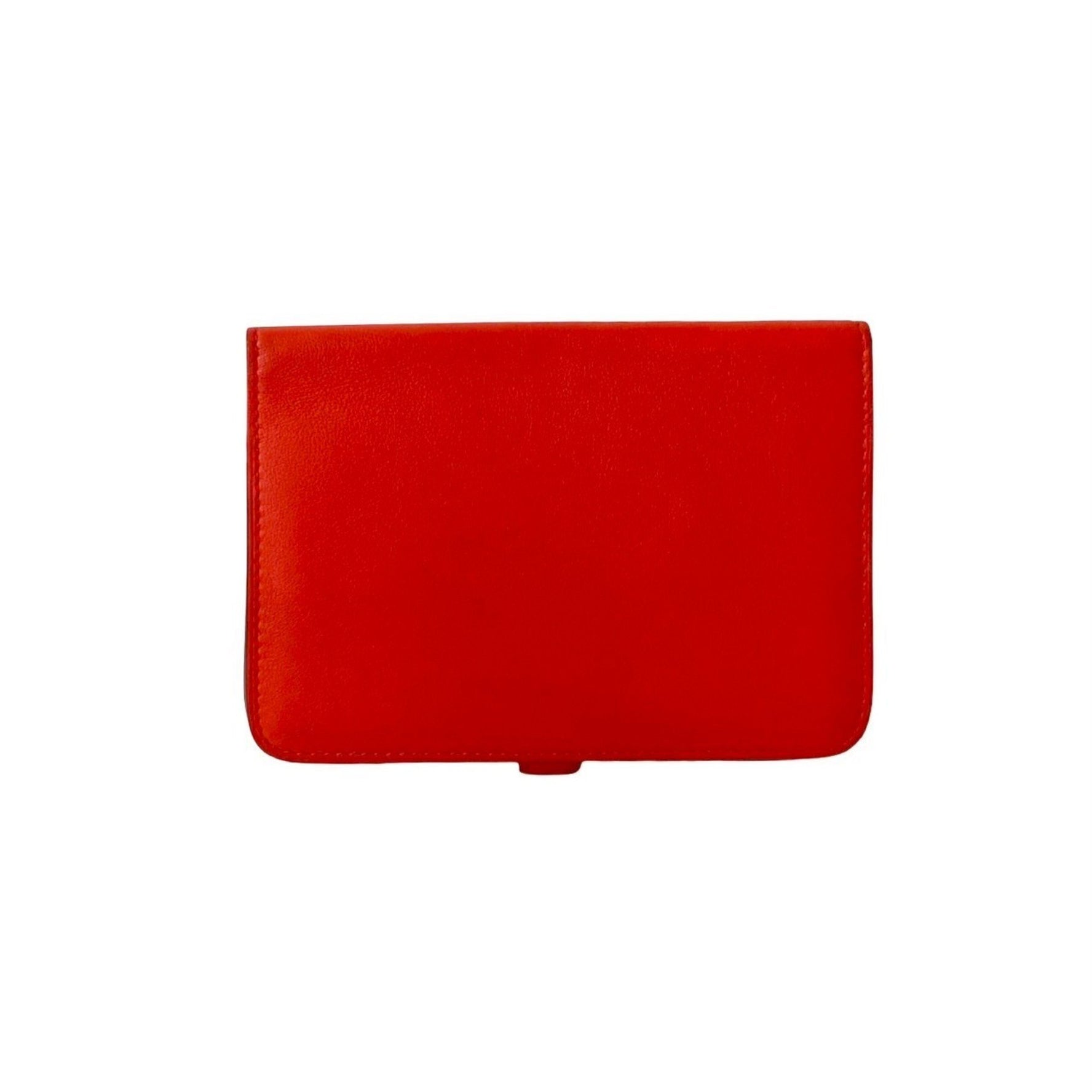 Nearly unused, X-stamped HERMES Dogon Compact Leather Bifold Wallet with Mini Coin Purse, Red