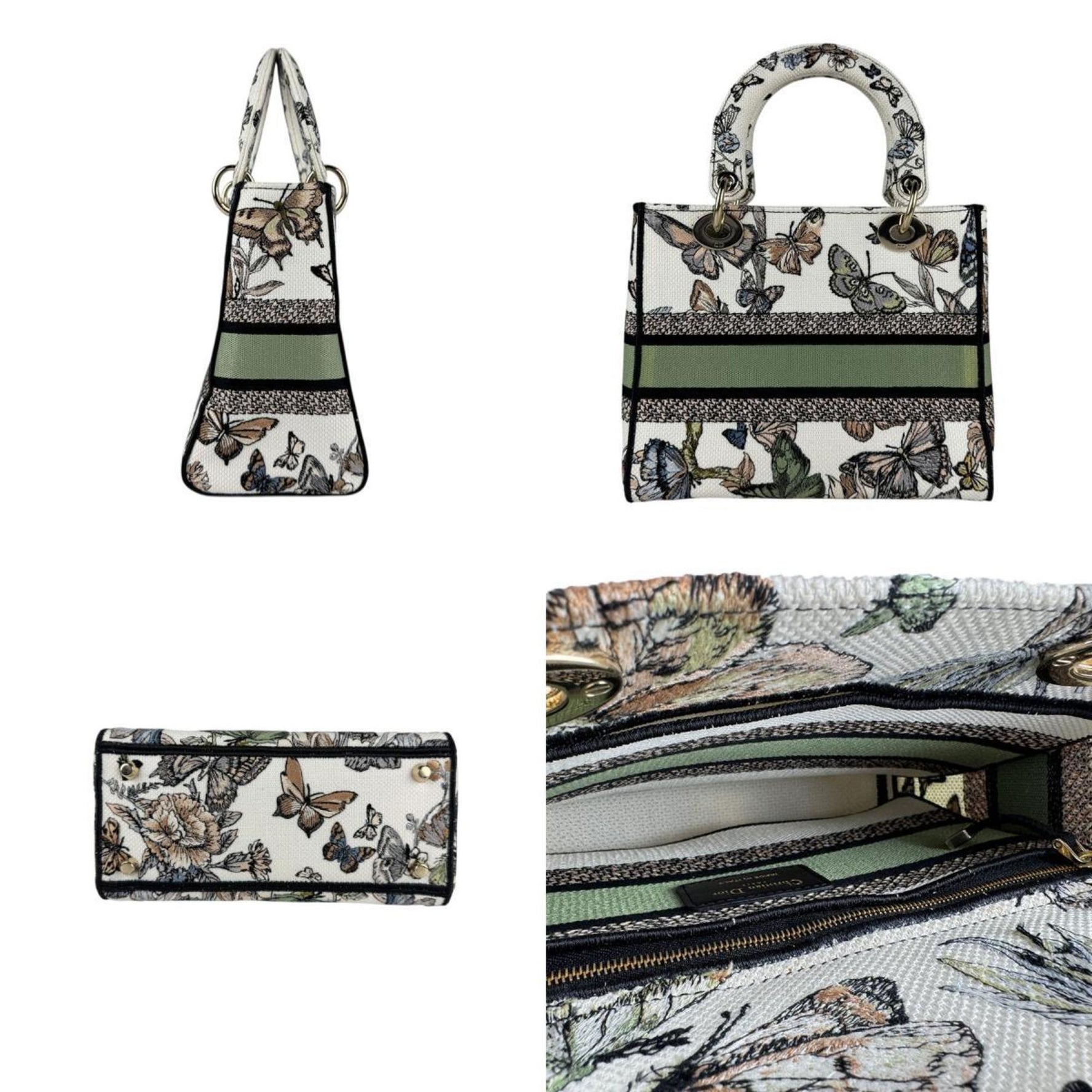 Christian Dior Lady Delight Canvas Handbag Shoulder Bag in White and Multicolor