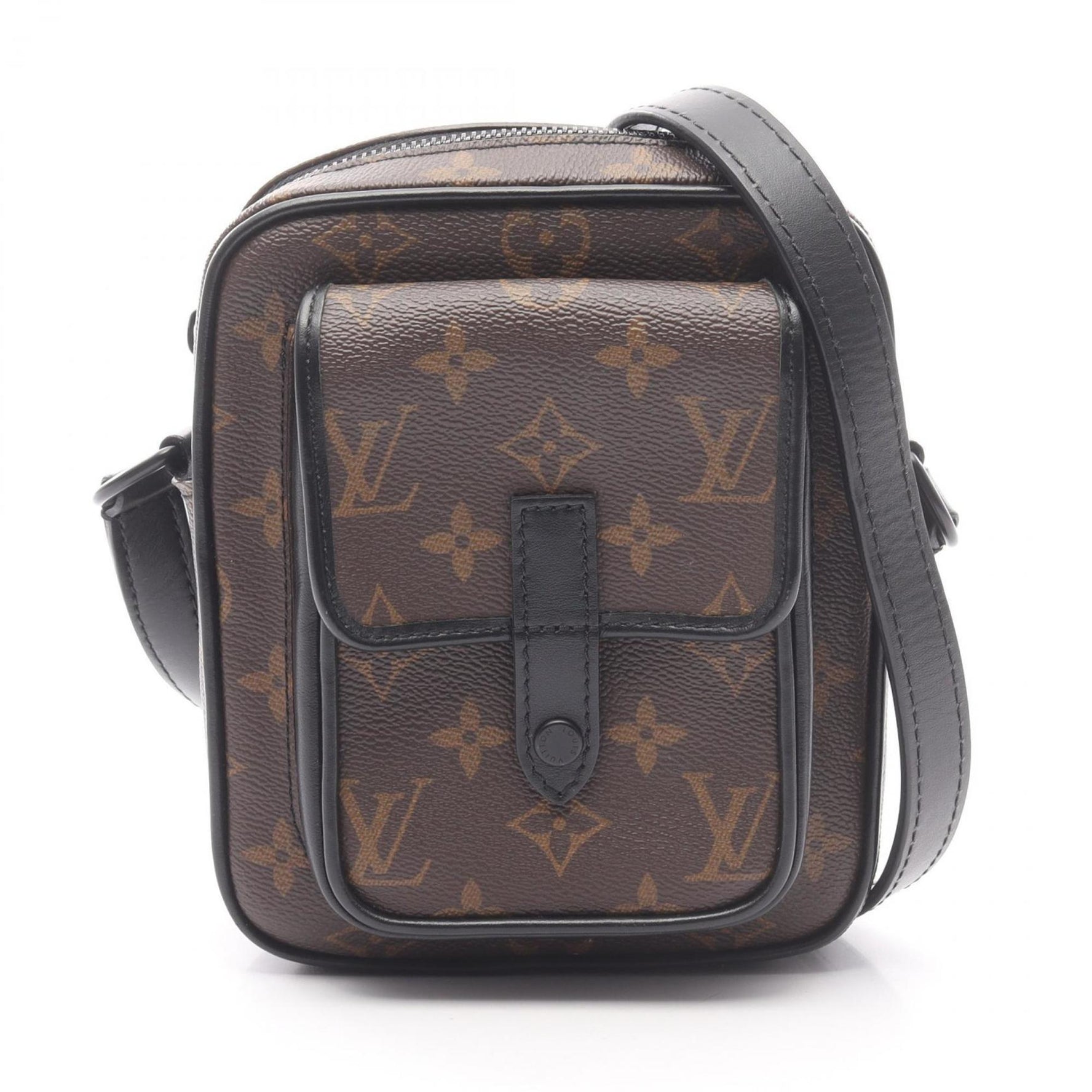 Louis Vuitton Christopher Wearable Wallet Shoulder Bag, Coated Canvas and Leather, Monogram Macassar, Brown Black