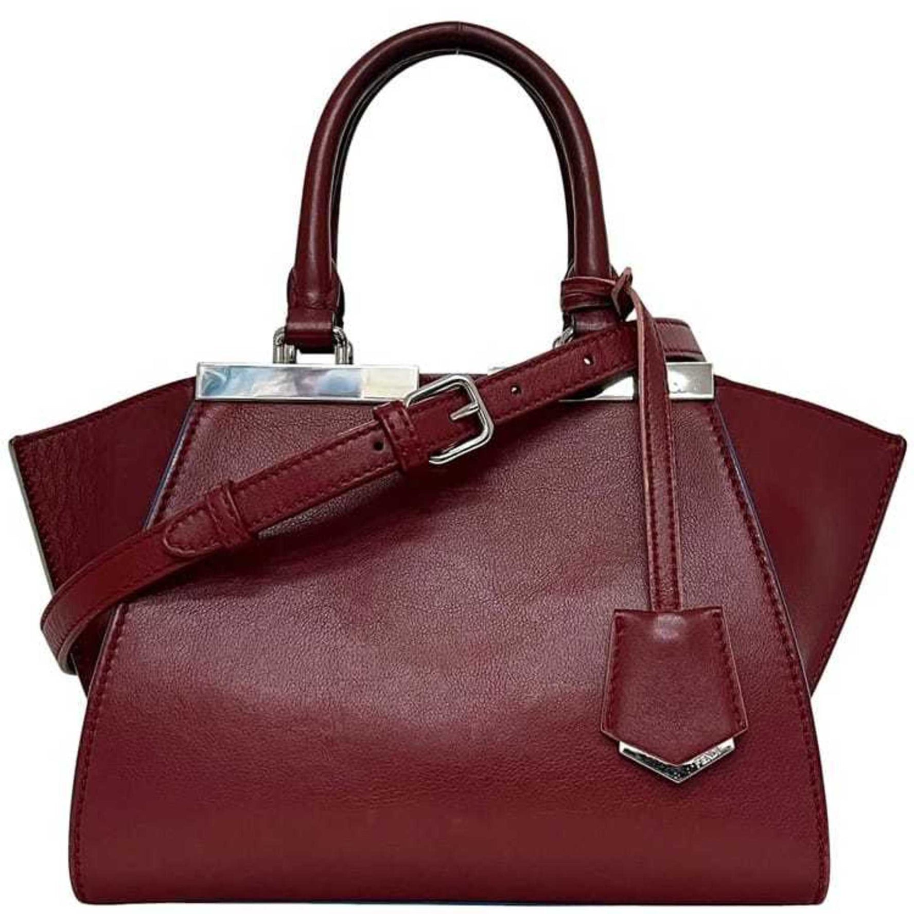 Fendi Petit Trois Jours bag, leather, 169-8241, mini handbag, shoulder crossbody wine red