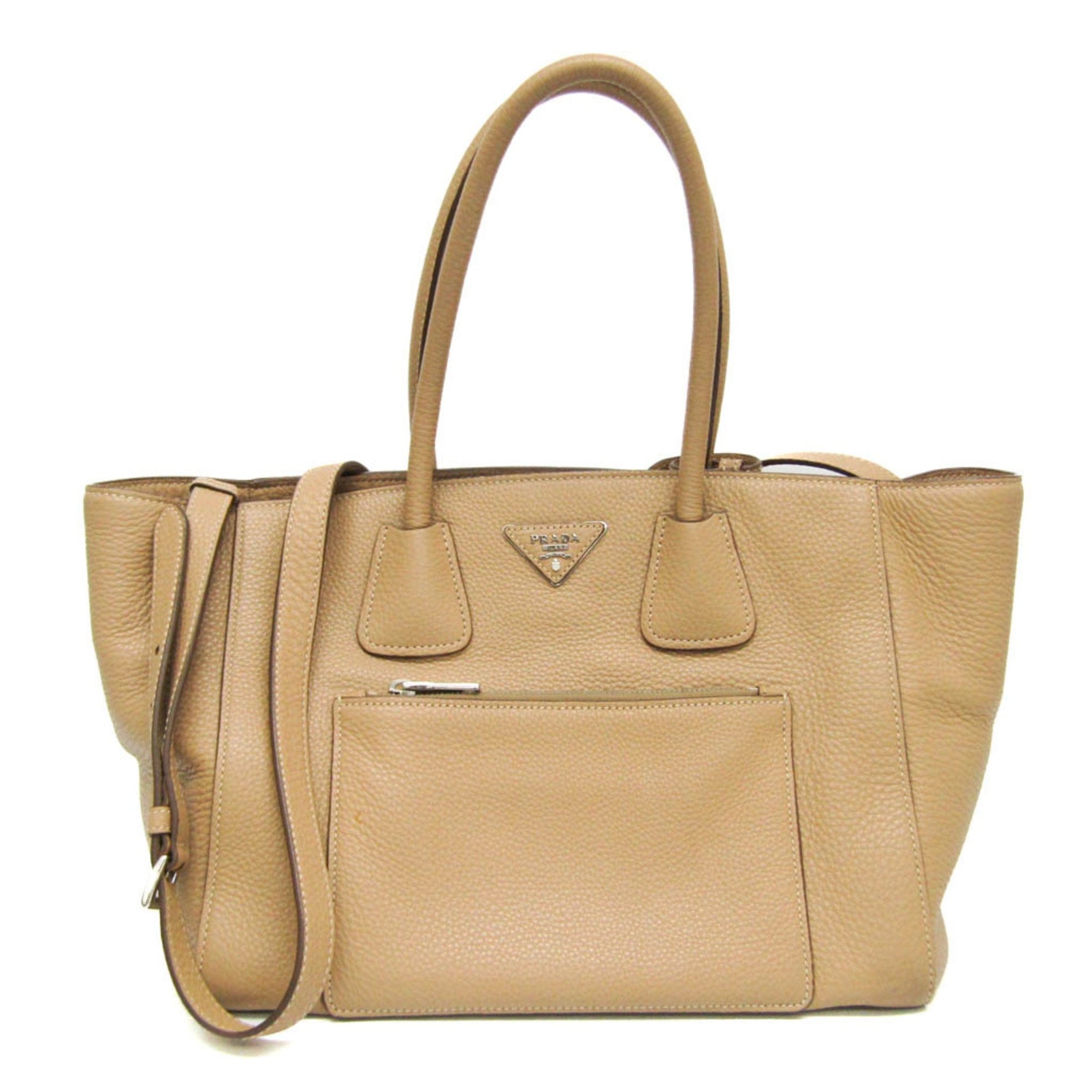 Prada BN2626 Women's Leather Handbag,Shoulder Bag Beige