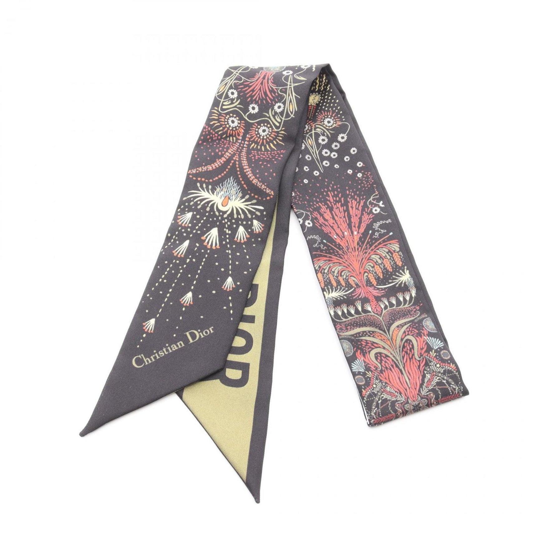 Christian Dior Dior Mitzah Silk Scarf Black/Khaki