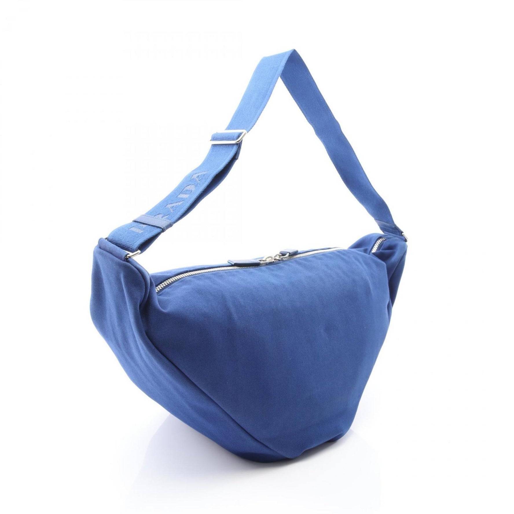 Prada Canapa Triangle Shoulder Bag in Canvas and Saffiano Leather