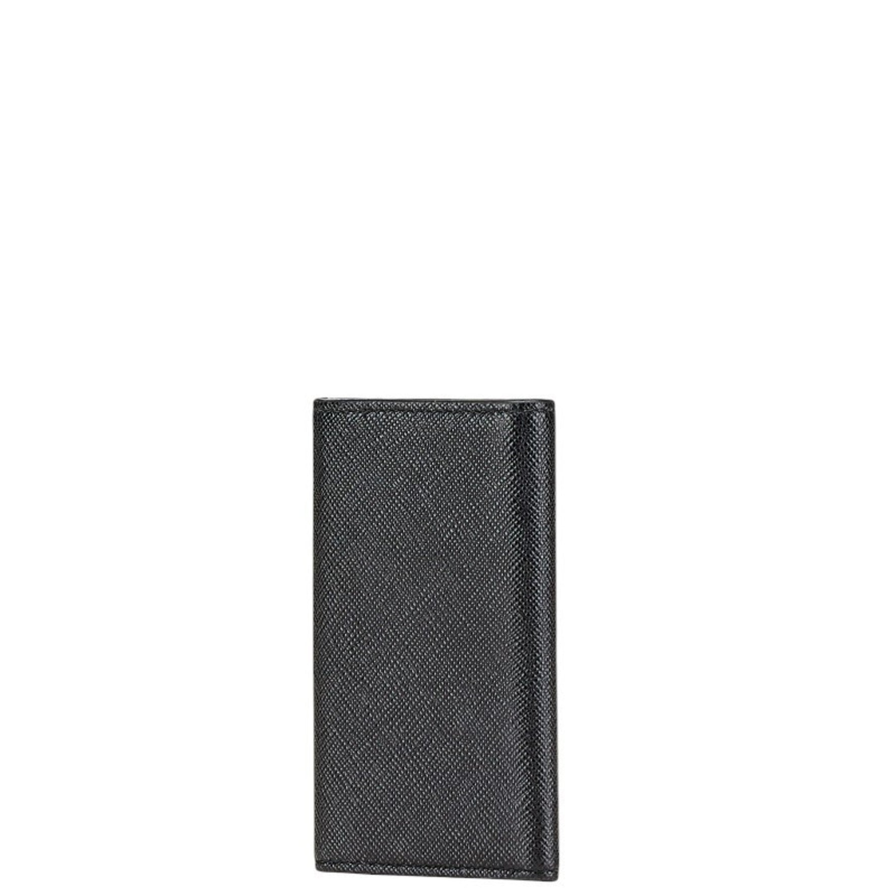Prada Logo Saffiano Key Case in Leather