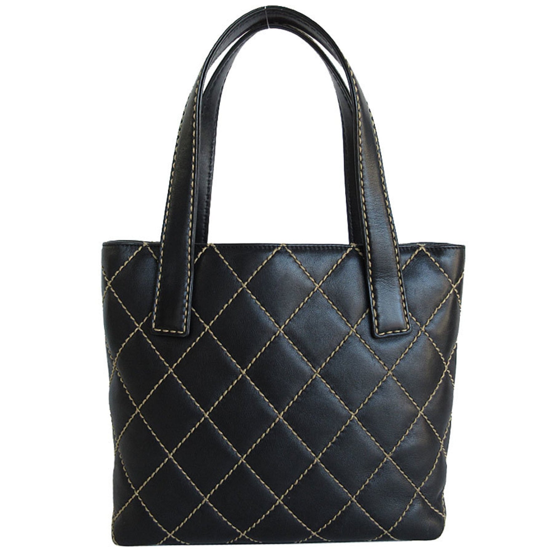 CHANEL Handbag Tote Bag Wild Stitch Leather Gold