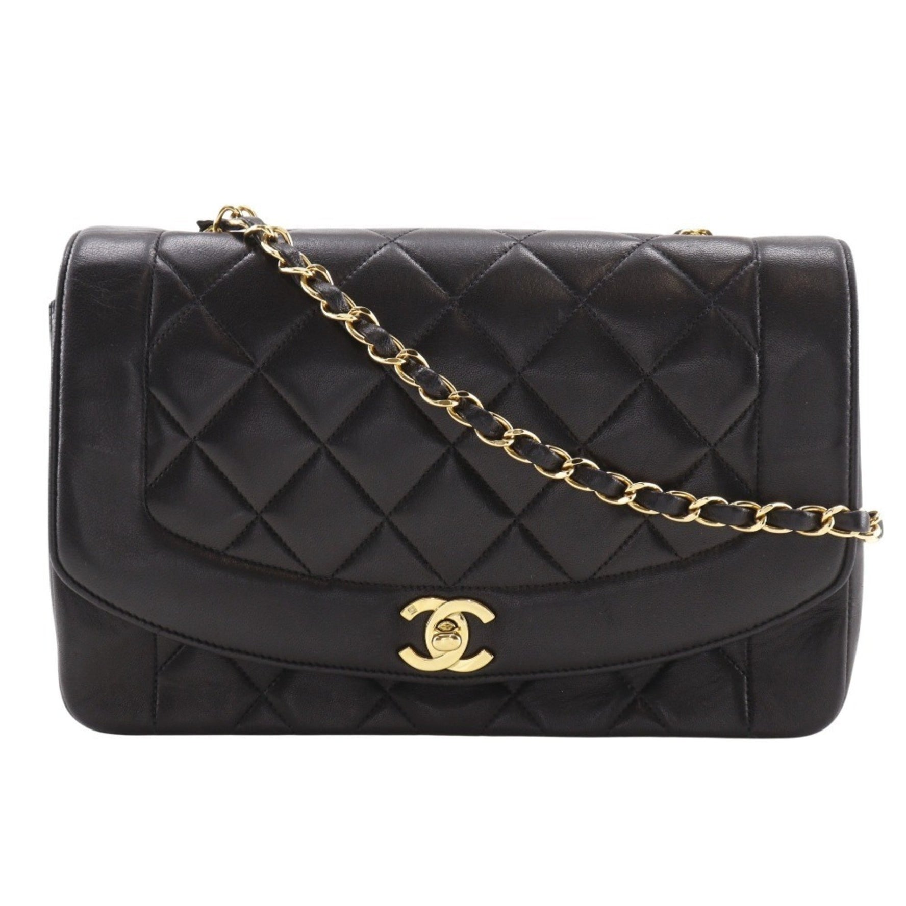 CHANEL Diana 25 Shoulder Bag, Matelasse Chain Lambskin, Turnlock