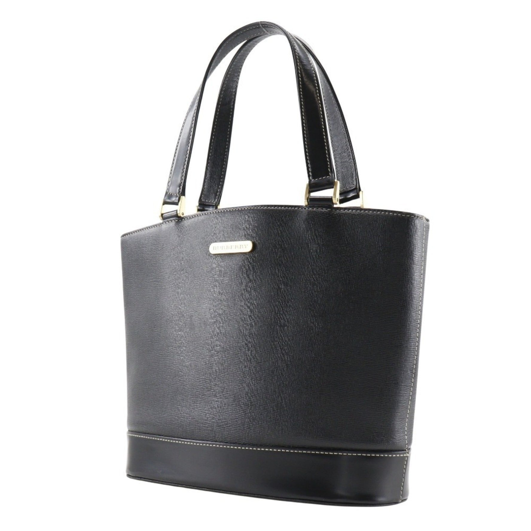 Burberry BURBERRY Plate Handbag Shadow Horse Tote Bag Calf Black A5 With Logo Women's