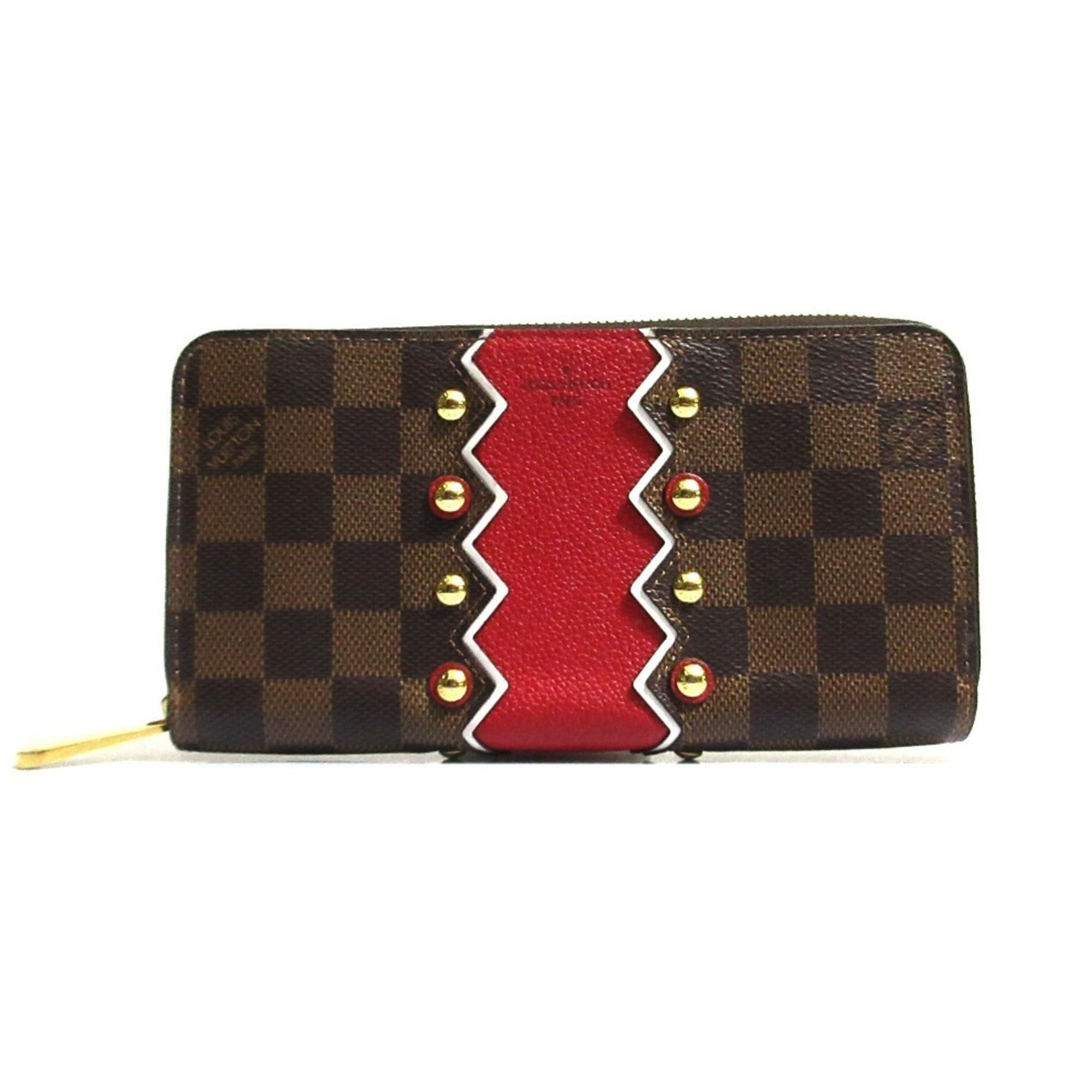 LOUIS VUITTON Calacombe Damier Zippy Wallet Ebene Red