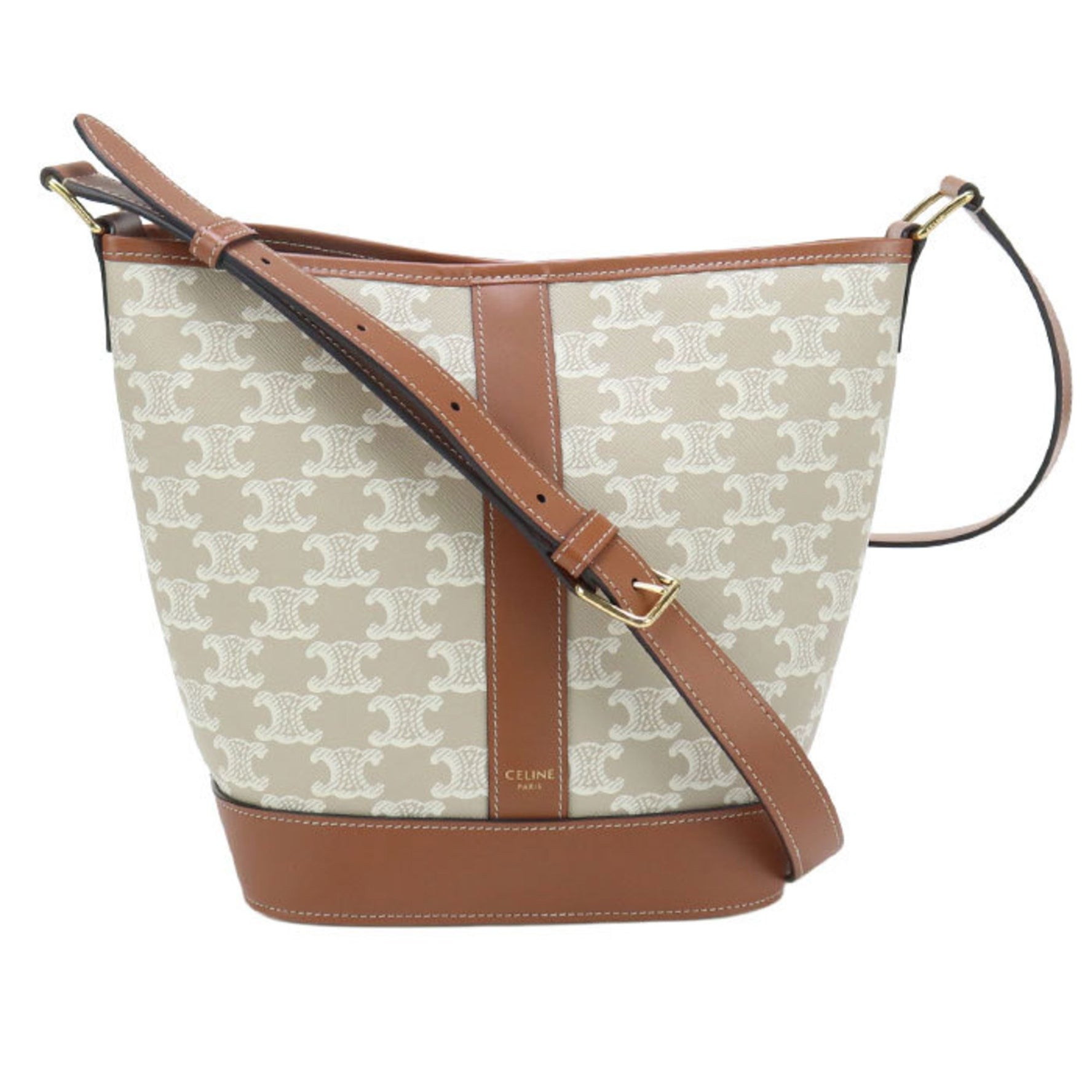 CELINE Triomphe Canvas Shoulder Bag Small Bucket