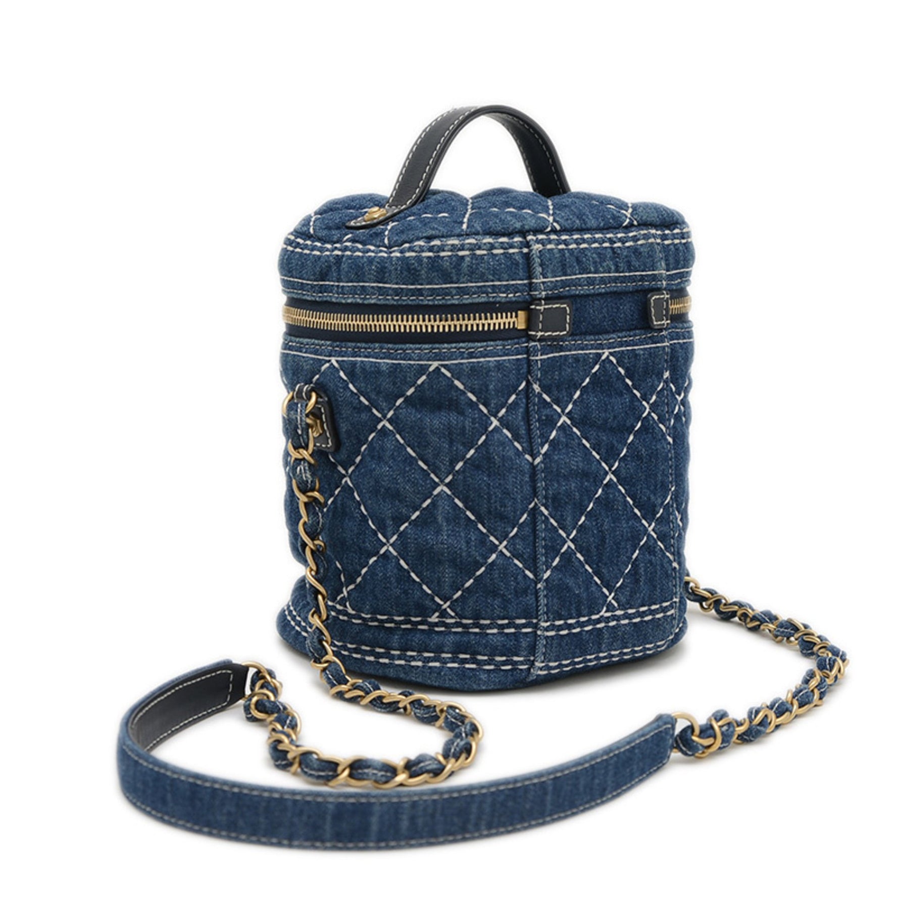 Chanel Coco Mark Vanity Chain Shoulder Bag Handbag Denim