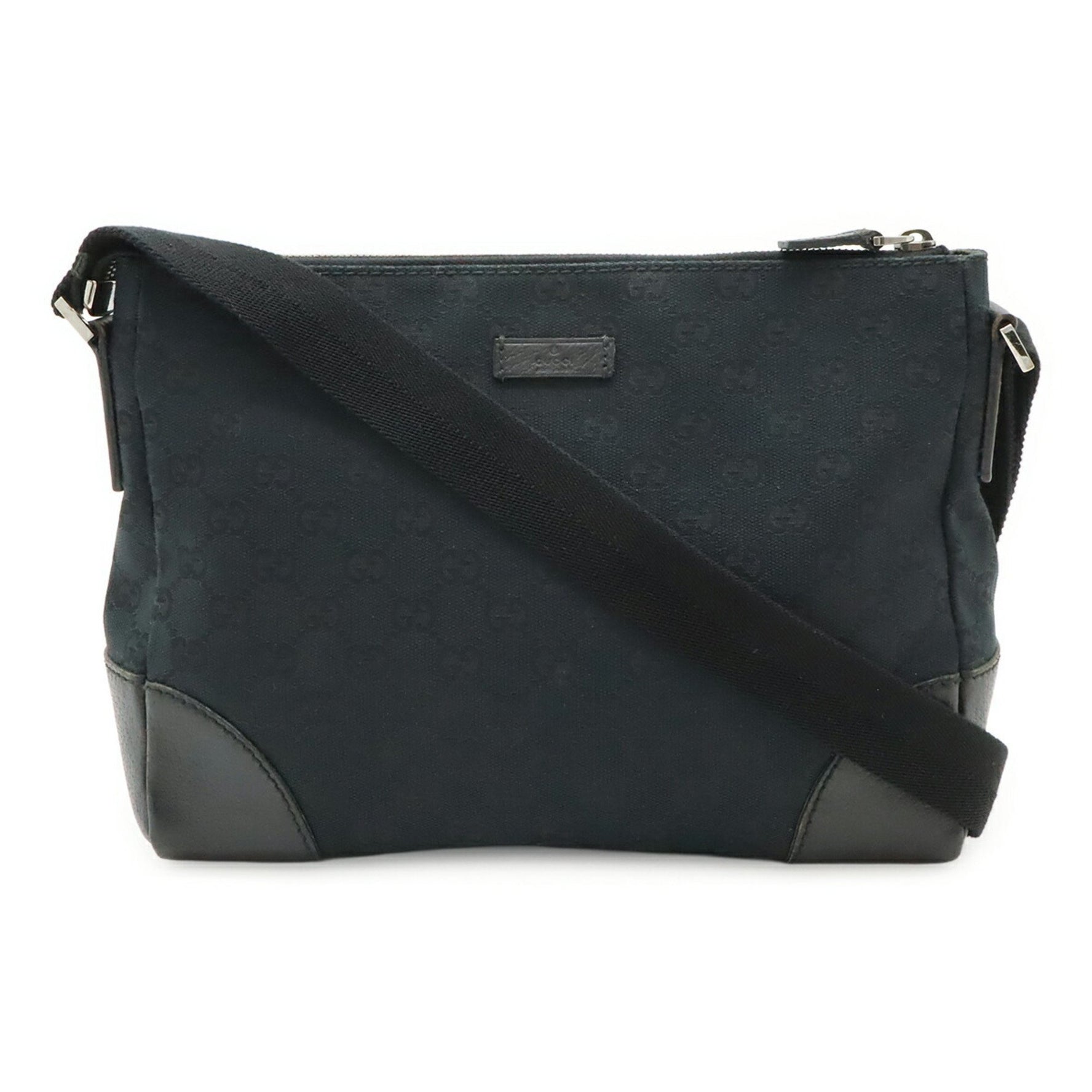 GUCCI GG Canvas Shoulder Bag in Leather