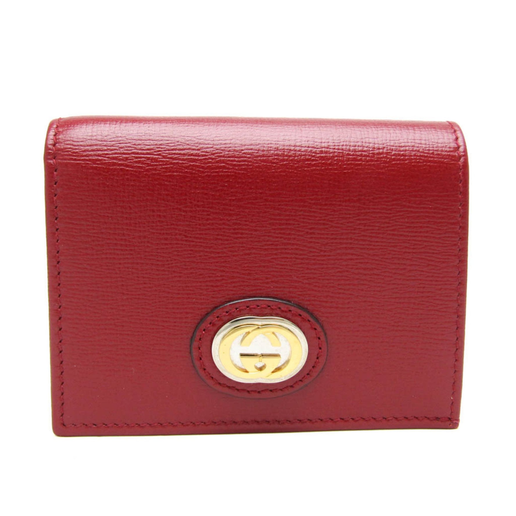 Gucci Interlocking G Leather Wallet (bi-fold) Red Color