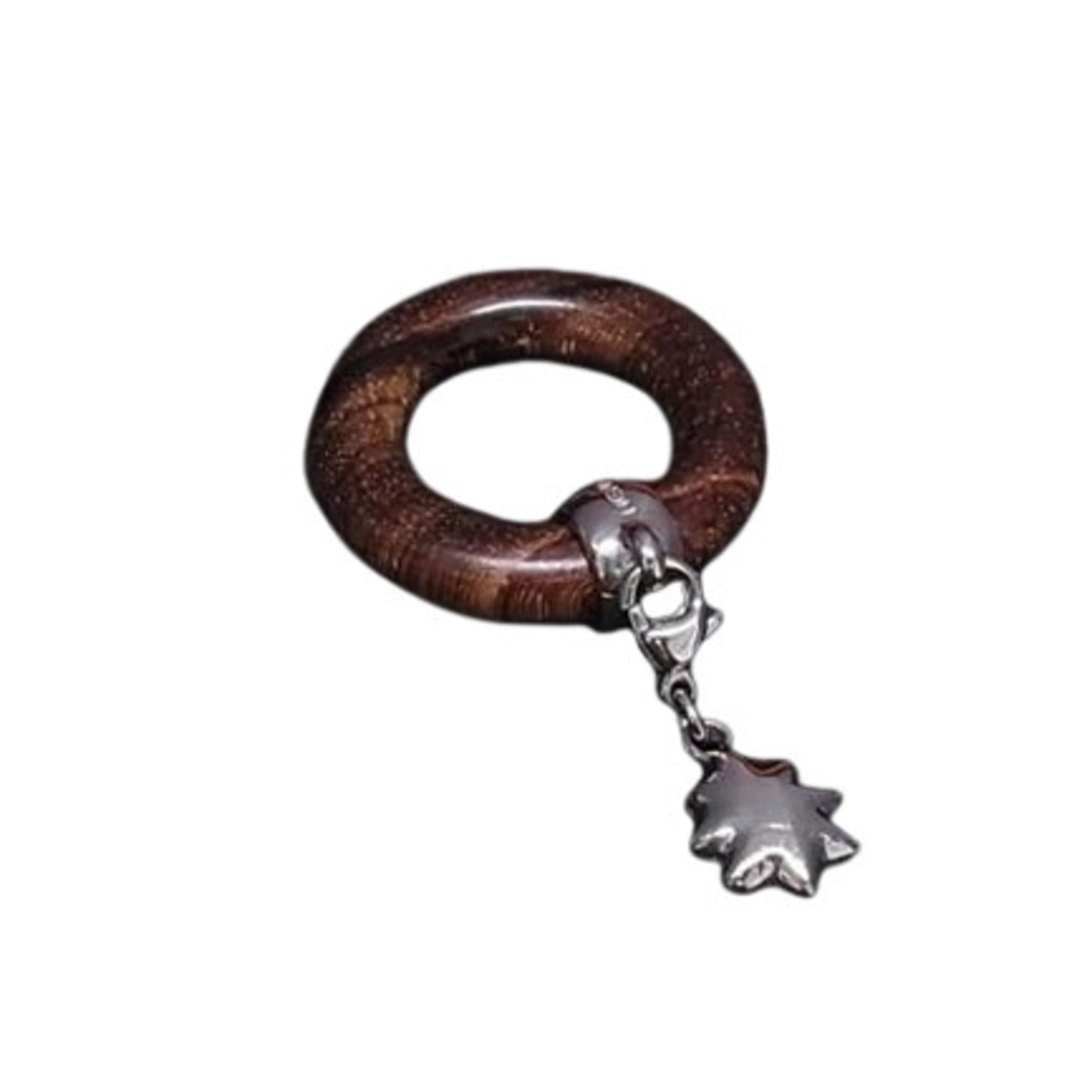 HERMES Scarf Ring from the Star Travels Exhibition - Brown and Silver Wood