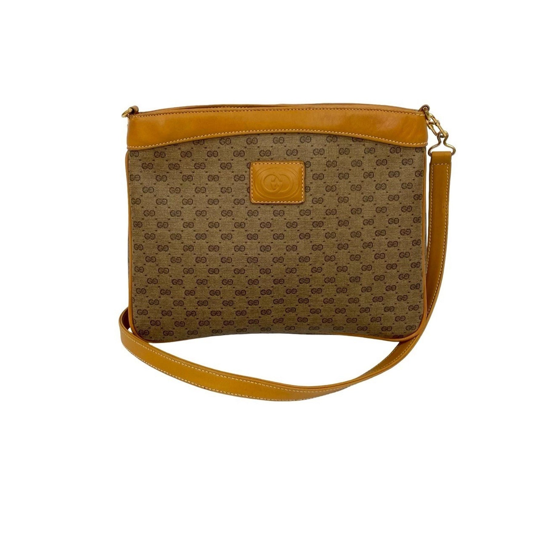 GUCCI Old Gucci Micro GG Logo Leather Mini Shoulder Bag/Pochette/Sacoche Brown 827-6