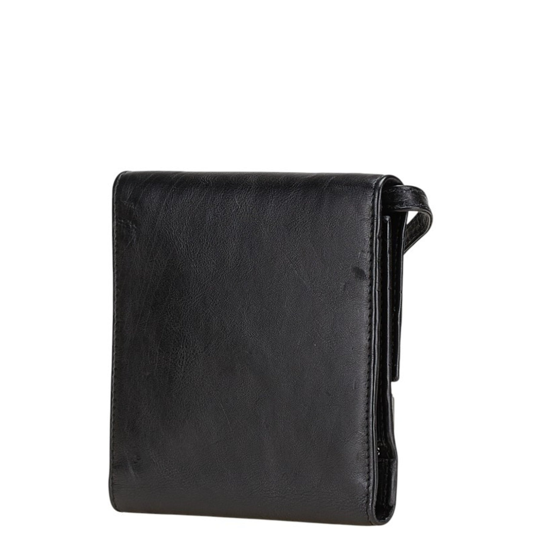 Balenciaga B Logo Trifold Wallet Black Leather Men's BALENCIAGA