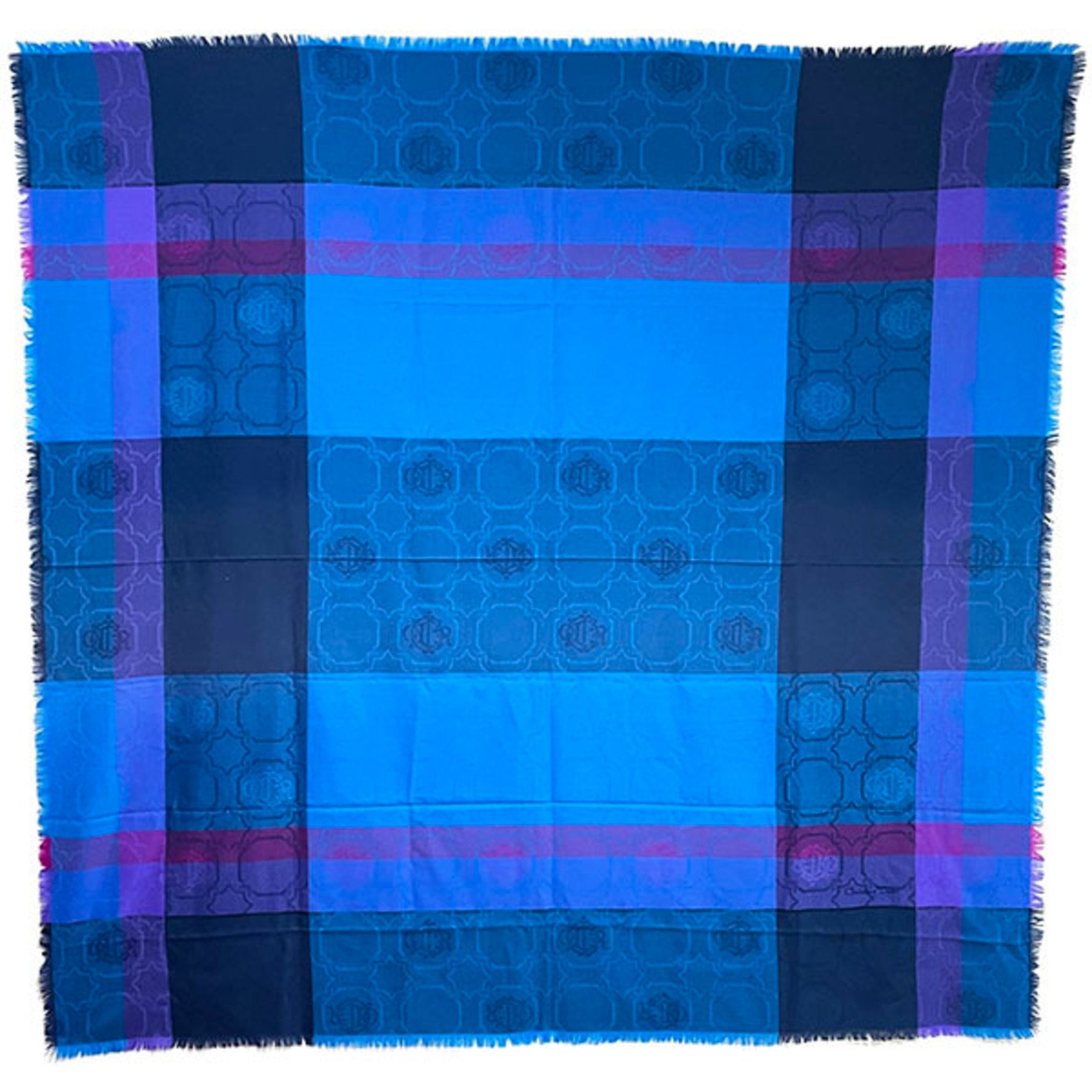 Christian Dior shawl, check, large multi-color, blue, purple, navy, Dior, stole, muffler, scarf, lap blanket, C.Dior