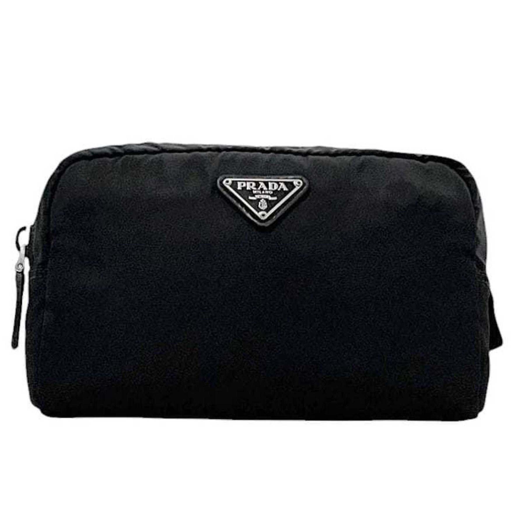 Prada pouch Black NERO Tessuto nylon leather 176 Men's Plate Triangle