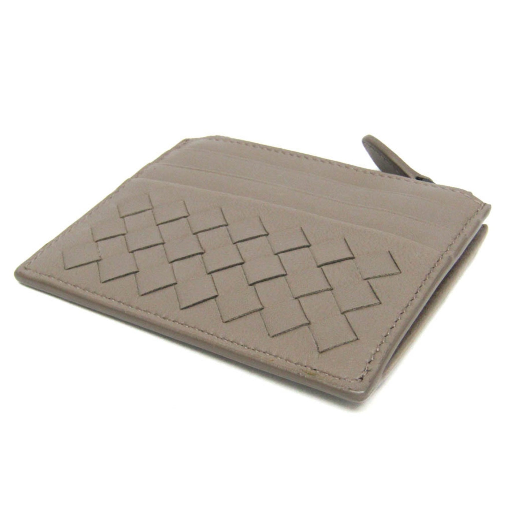 Bottega Veneta Intrecciato Coin Card Holder Men,Women Leather Coin Purse/coin Case Grayish