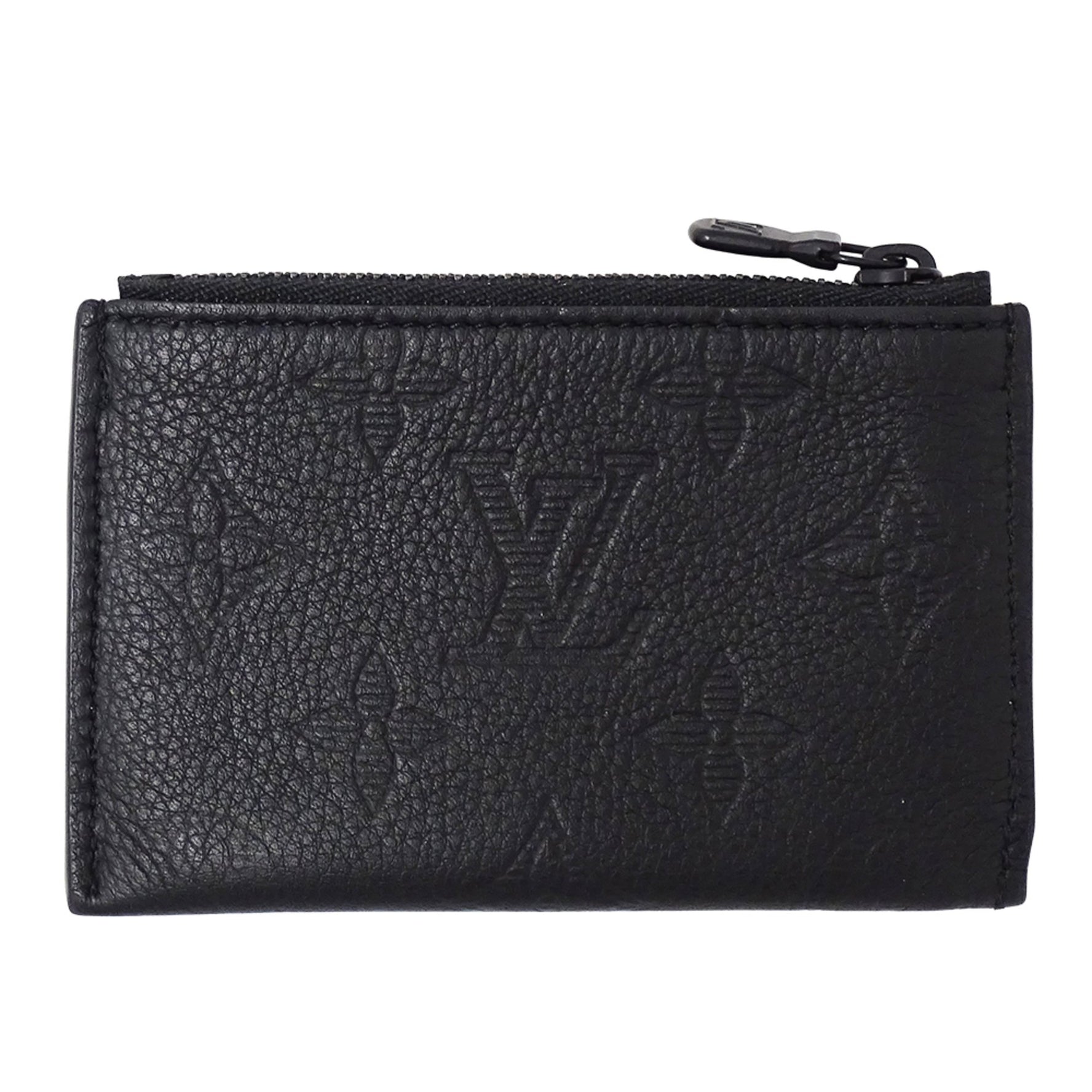 Louis Vuitton Monogram Shadow Wallet, Brand Coin Case, Card Compact Holder, Noir, Black