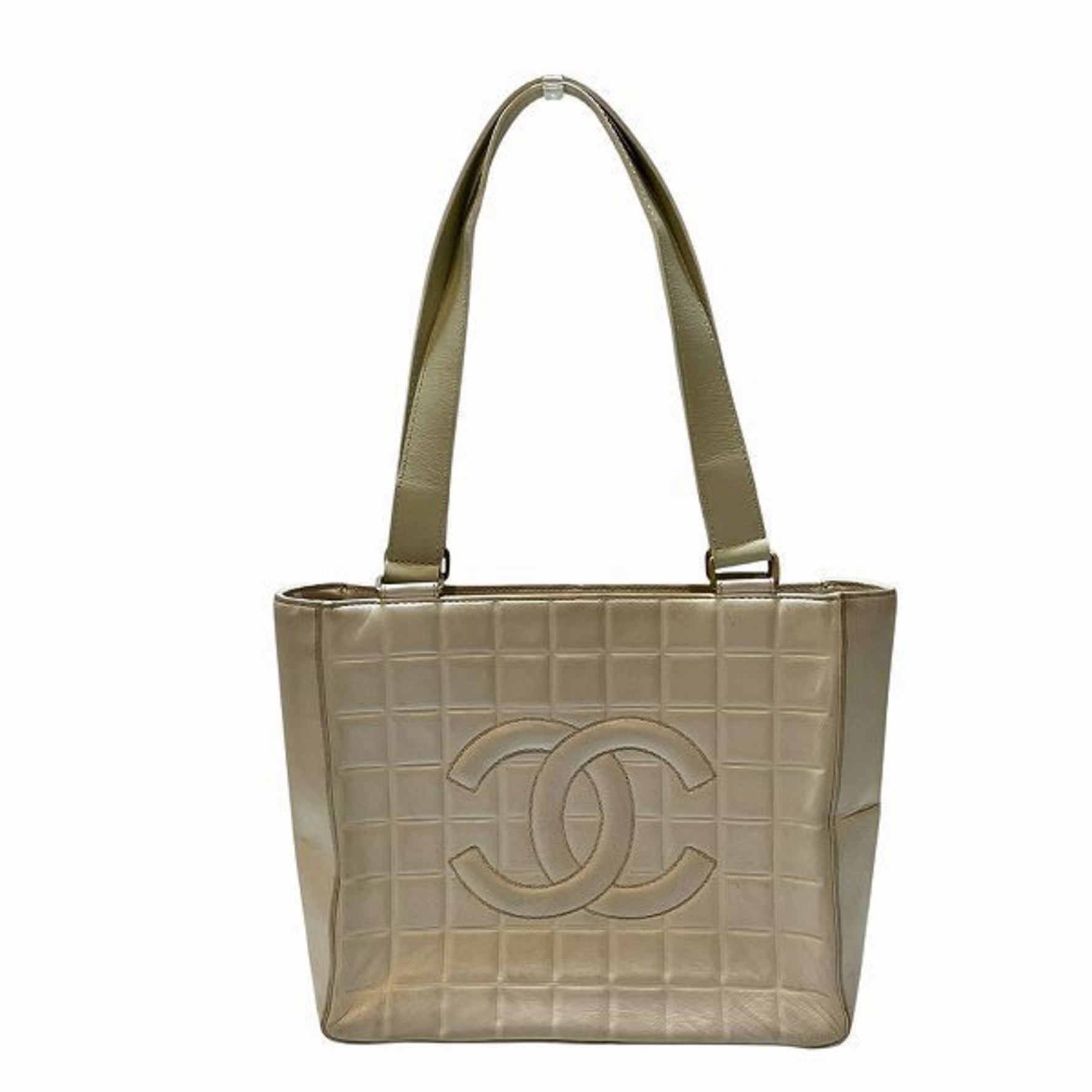 Chanel CHANEL Chocolate Bar Coco Mark Bag Shoulder Tote Women's