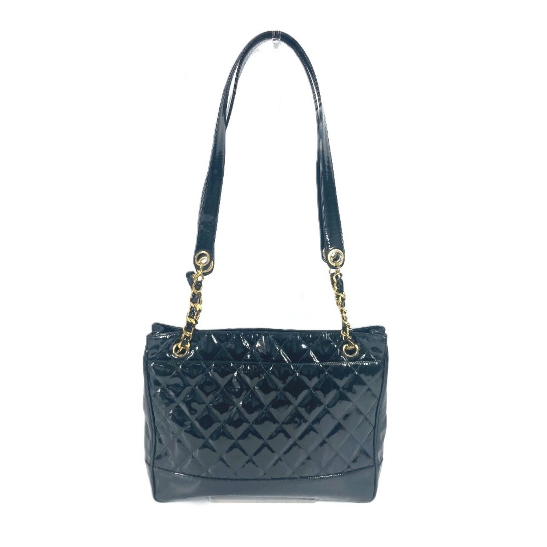 CHANEL Quilted Double Chain Shoulder Bag Enamel