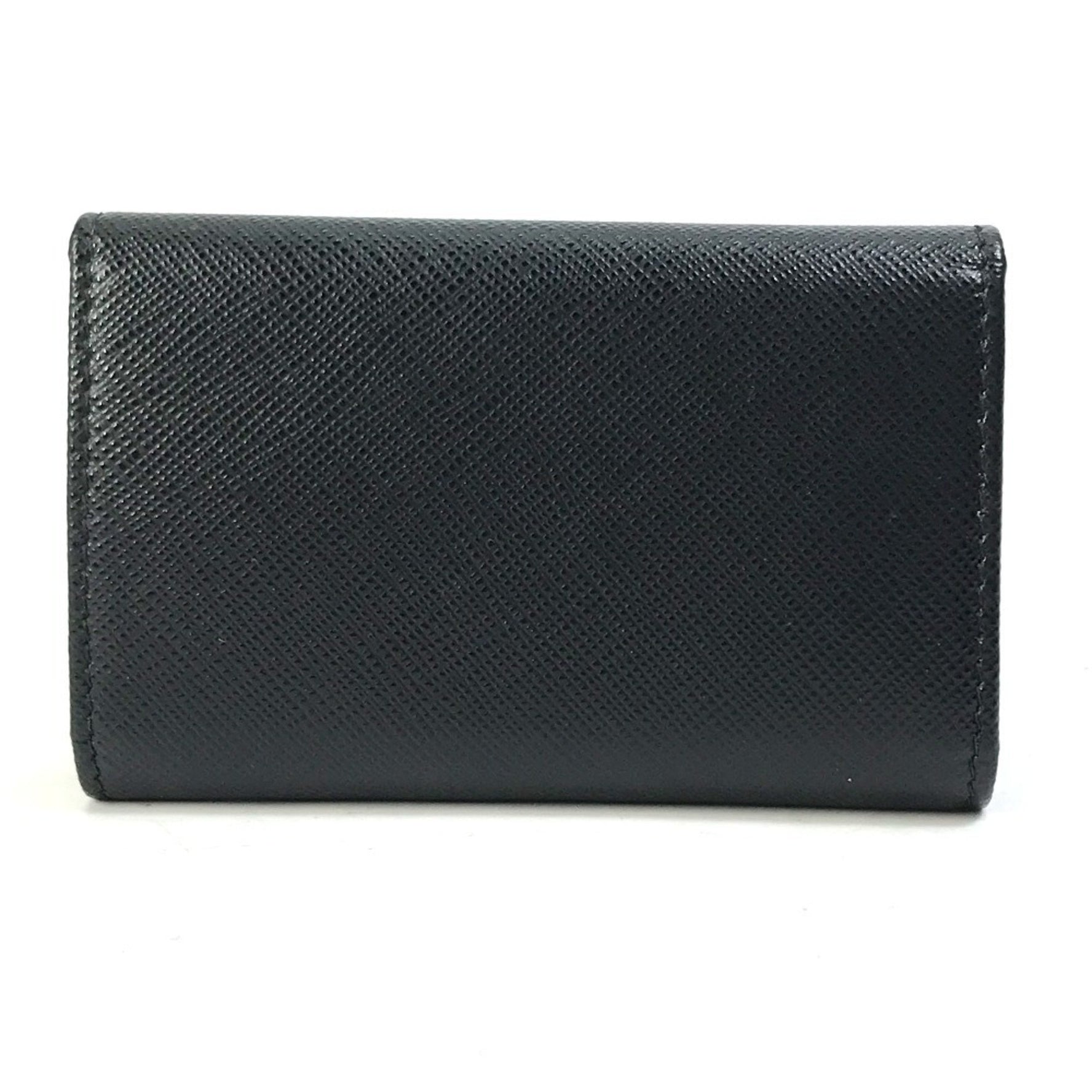 PRADA Logo Multicolor Key Ring Case in Saffiano Leather, Black and Pink