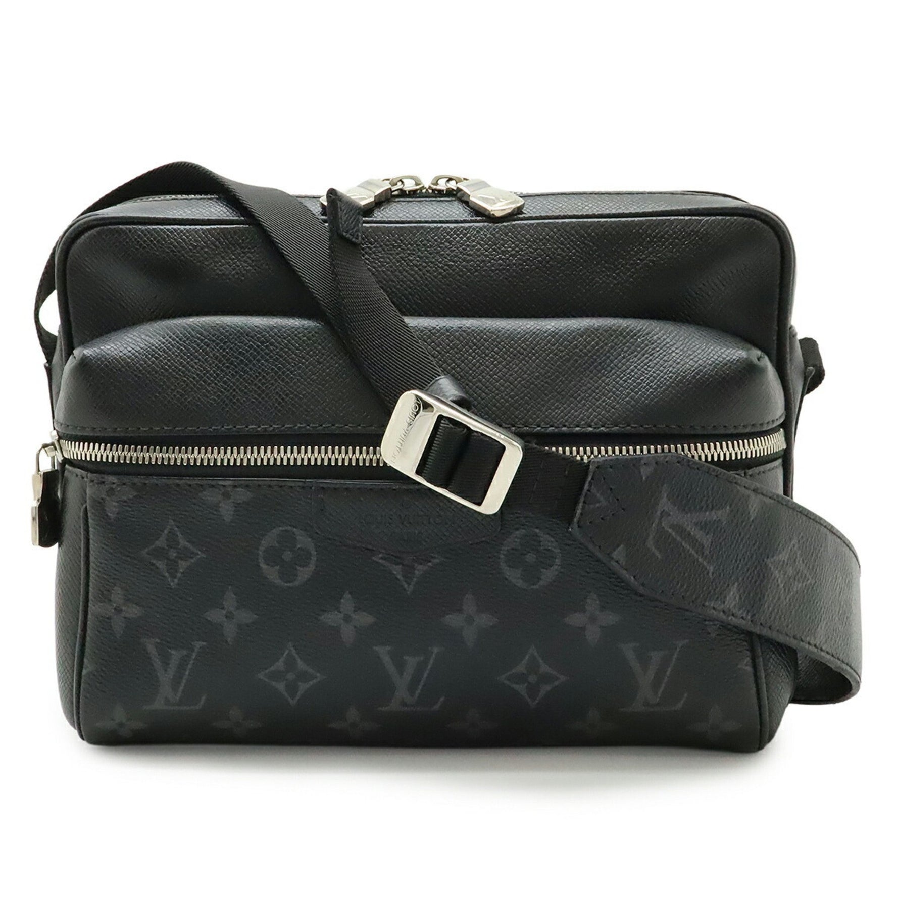 LOUIS VUITTON Taiga Rama Monogram Eclipse Outdoor PM Shoulder Bag in Noir and Black
