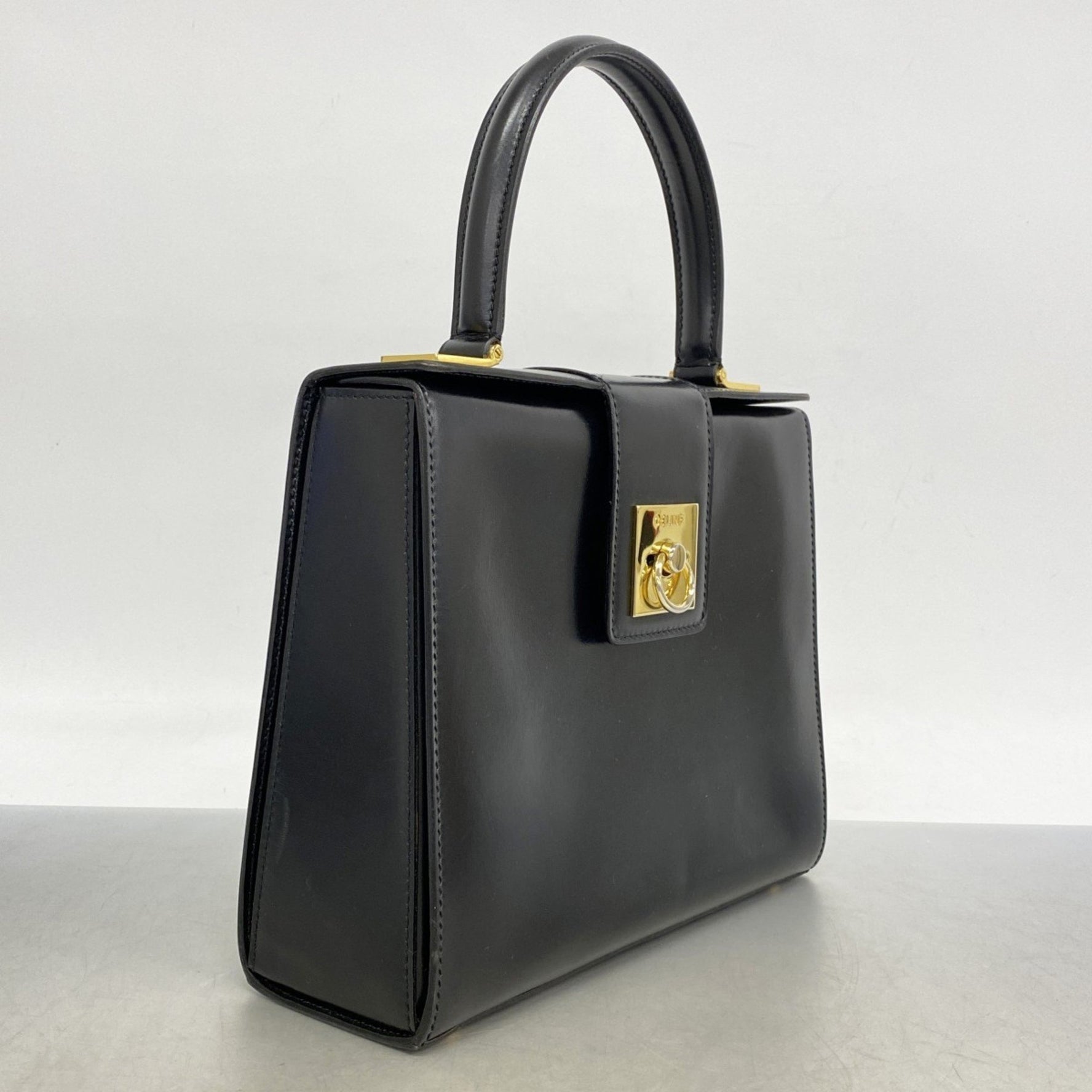 Celine handbag leather black women's