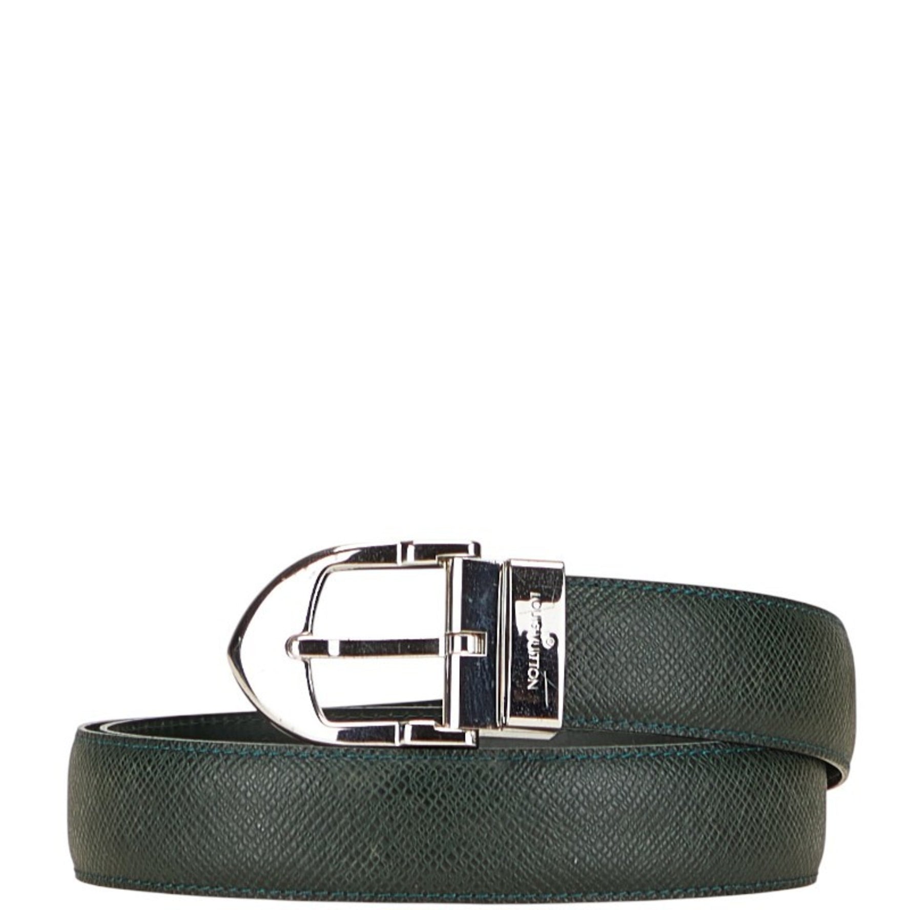 Louis Vuitton Taiga Santur Classic Belt 100 40 Episea Green Leather Metal LOUIS VUITTON