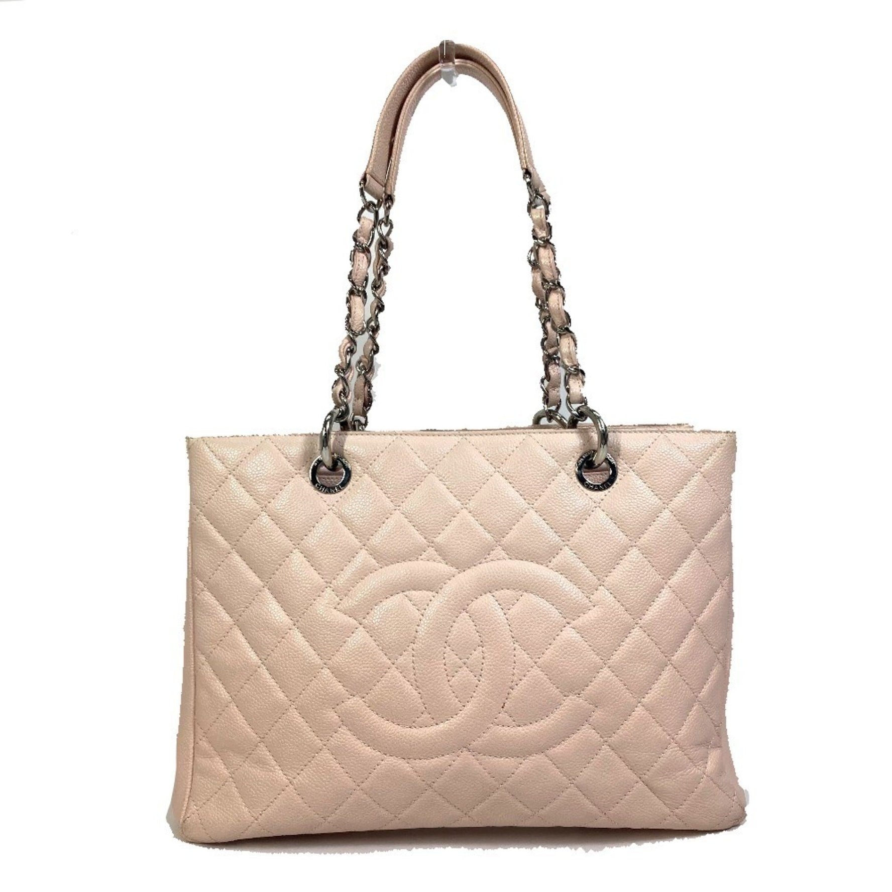 CHANEL CC Coco Mark Matelasse Chain GST Shoulder Bag Tote in Caviar Skin